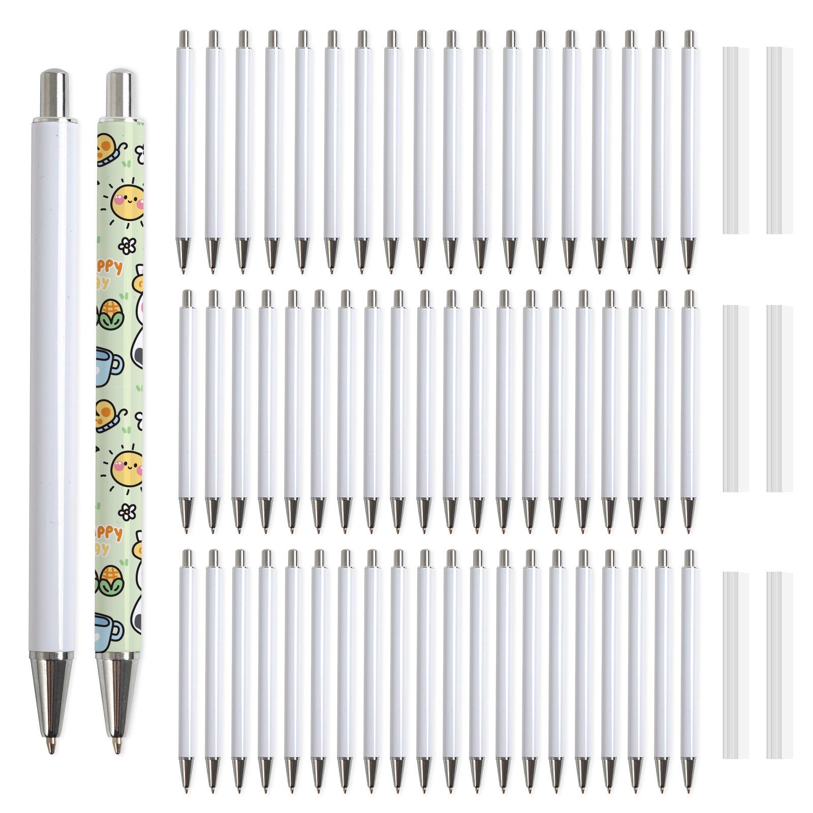 Wholesale Sublimation Pens Blanks No Clip Bulk for Pen Heat Press with 25 PCS Shrink Wrap Films 40 Pack & 60 Pacl & 120 Pack