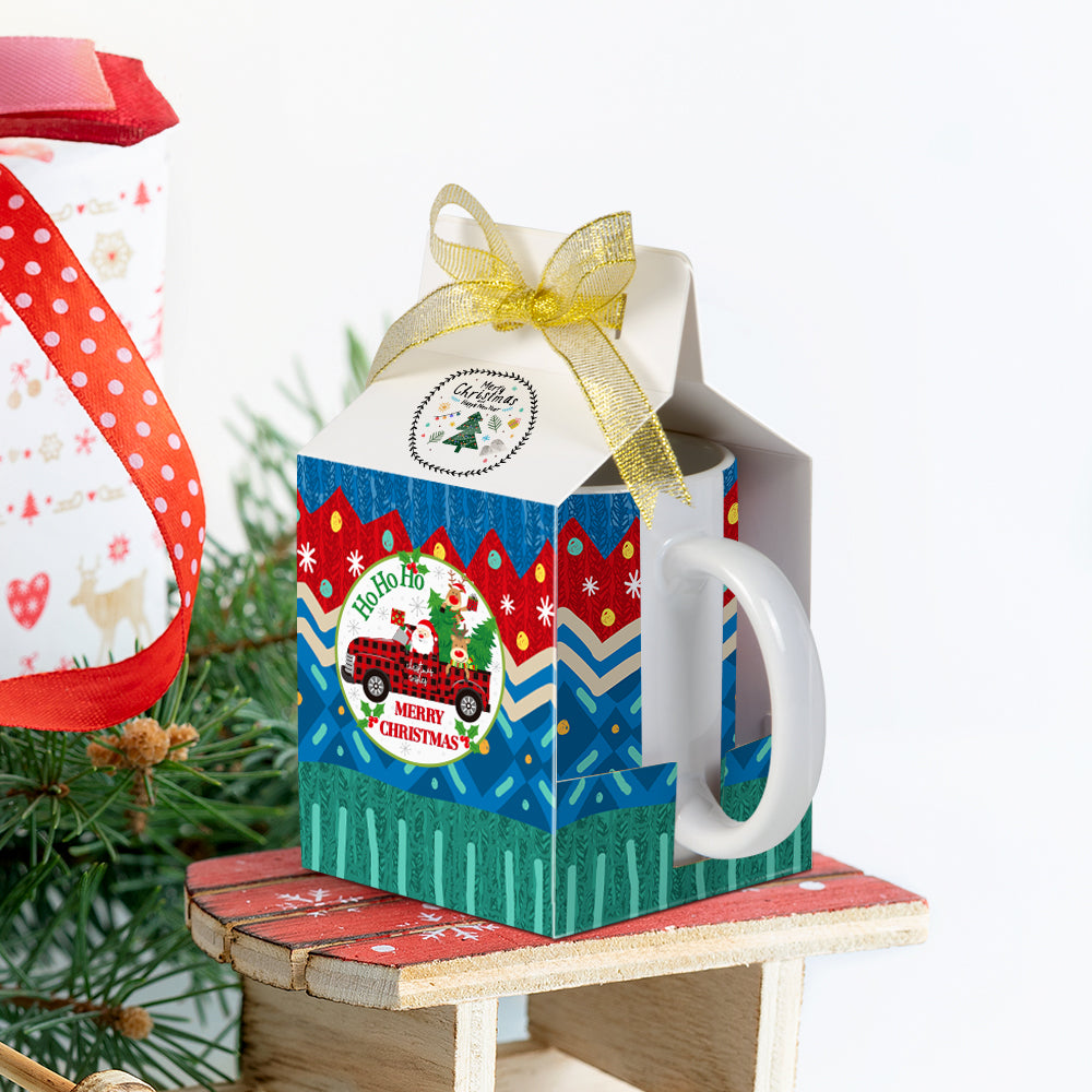 (2 Shapes) Sublimation Boxes Blanks for 11 OZ Sublimation Ceramic Mugs Matte White Sublimation Gift Boxes Blank with Golden Ribbon 20 Pack & 60 Pack & 100 Pack