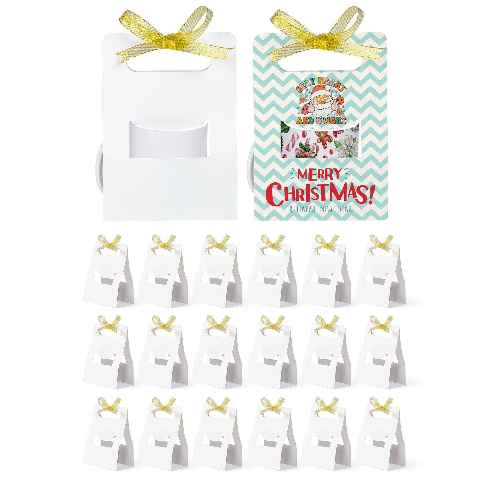 (2 Shapes) Sublimation Boxes Blanks for 11 OZ Sublimation Ceramic Mugs Matte White Sublimation Gift Boxes Blank with Golden Ribbon 20 Pack & 60 Pack & 100 Pack