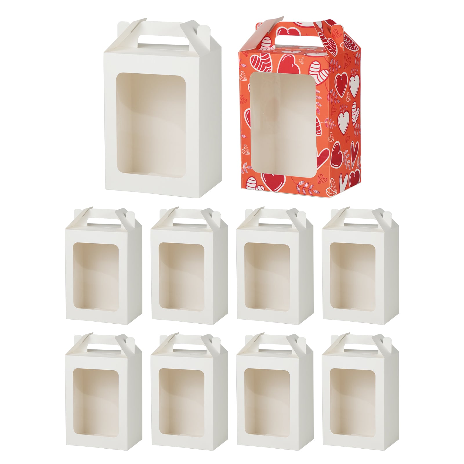 Wholesale Sublimation Gift Boxes Blanks with Clear PET Window Built-In Handle Matte White 10 Pack & 30 Pack(2 Size)