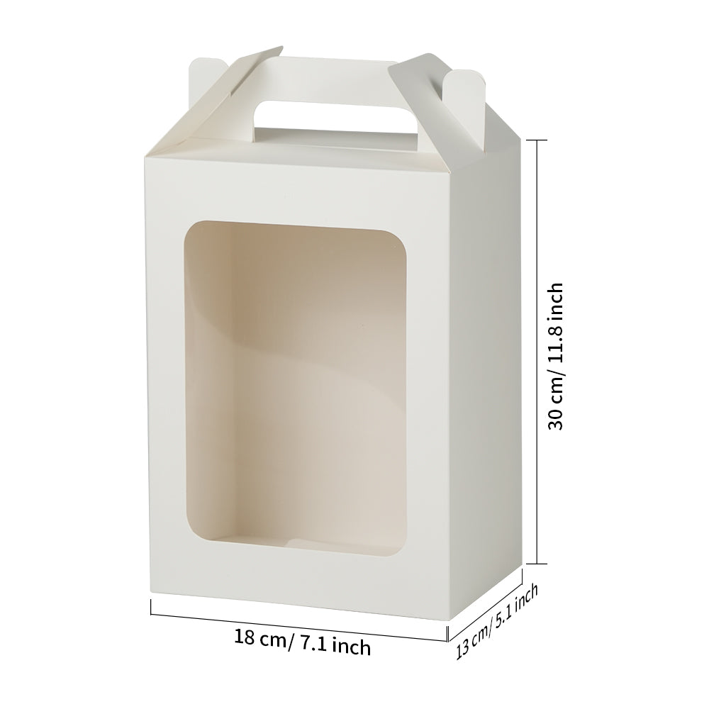 Wholesale Sublimation Gift Boxes Blanks with Clear PET Window Built-In Handle Matte White 10 Pack & 30 Pack(2 Size)