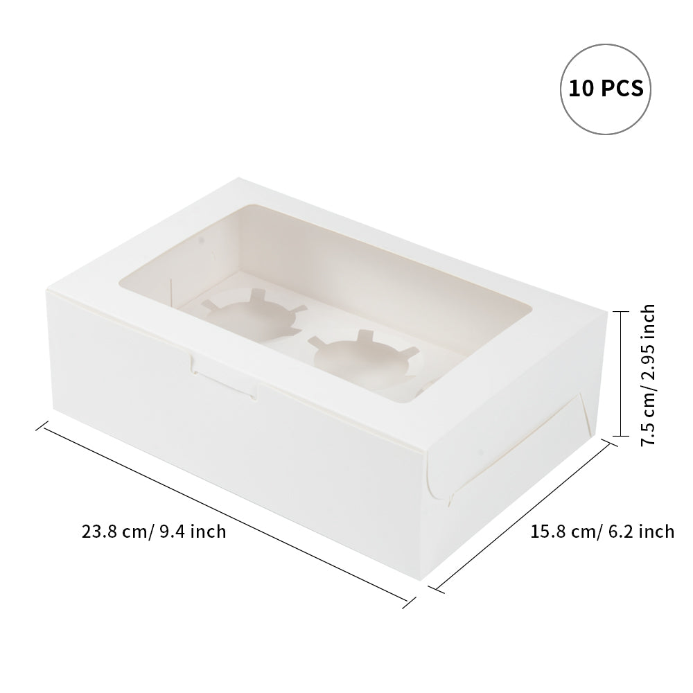 20 Pack Sublimation Cupcake Boxes Containers 6 Count 9.4" x 6.2" x H 2.95" with Clear PET Window for Birthday Holidays Party Bakery Supplies