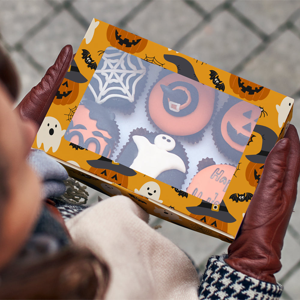 20 Pack Sublimation Cupcake Boxes Containers 6 Count 9.4" x 6.2" x H 2.95" with Clear PET Window for Birthday Holidays Party Bakery Supplies