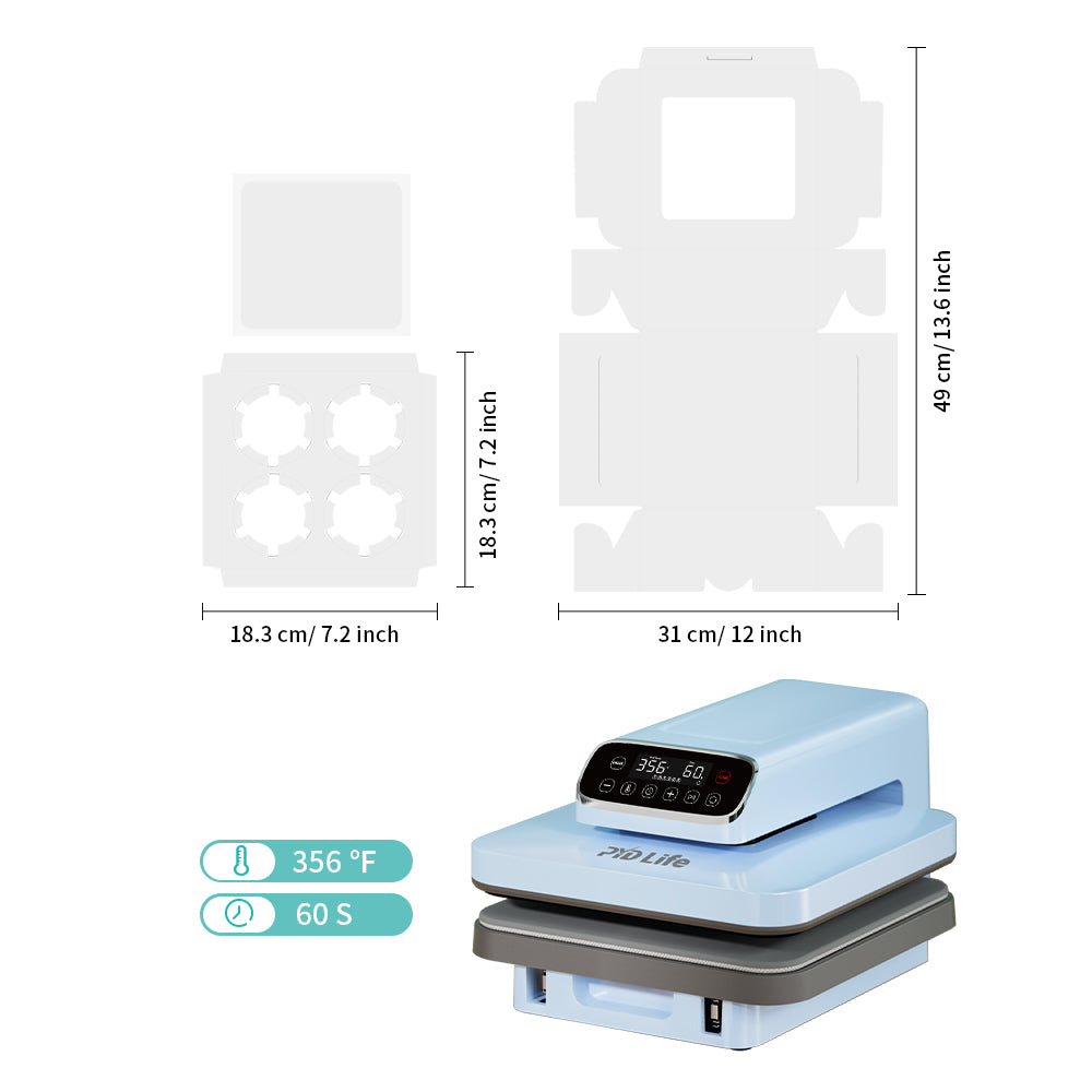 20 Pack Sublimation Cupcake Boxes Containers 4 Count 6.3" x 6.3" x H 3" with Clear PET Window for Birthday Holidays Party Bakery Supplies