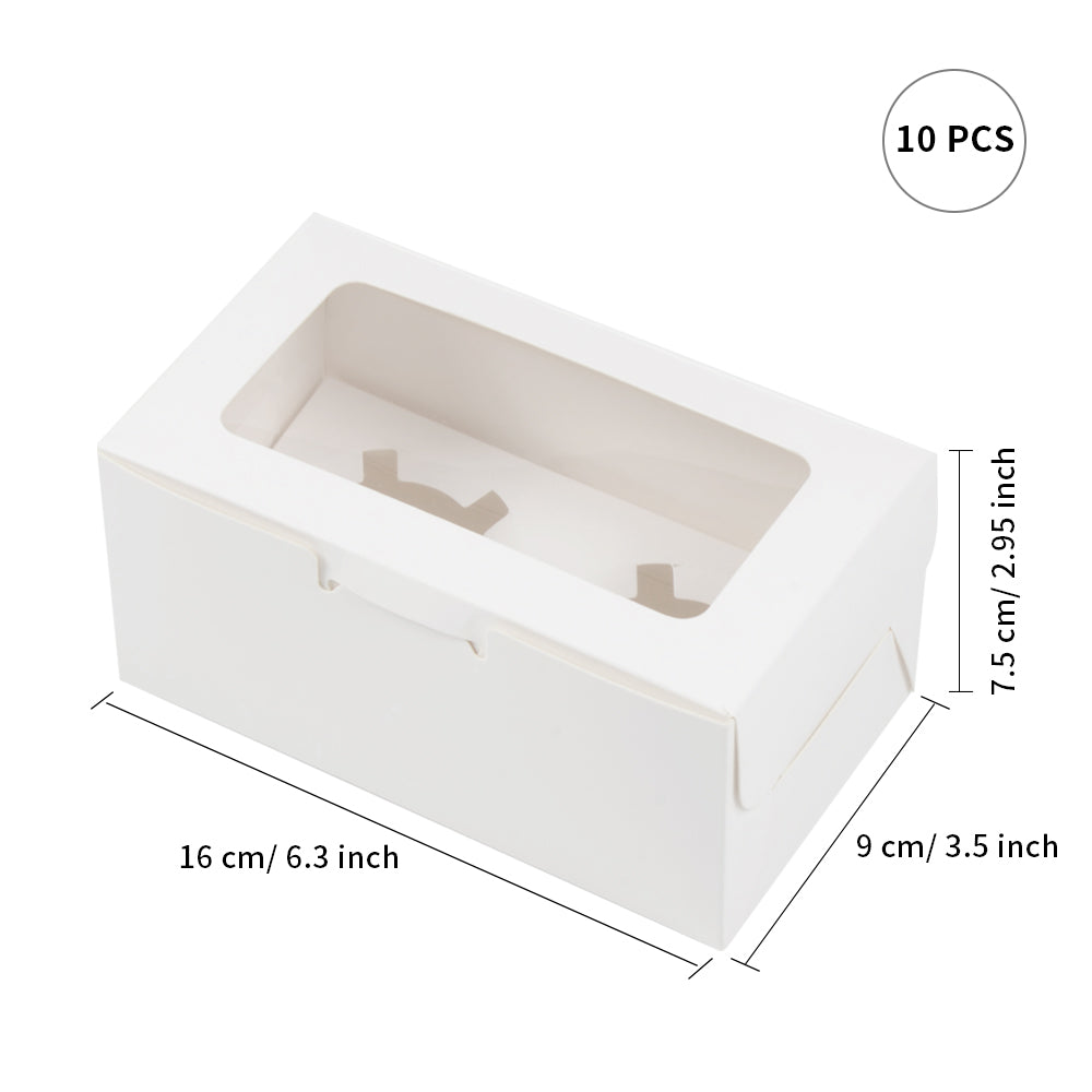 20 Pack Sublimation Cupcake Boxes Containers 2 Count 3.5" x 6.3" x H 2.95" with Clear PET Window for Birthday Holidays Party Bakery Supplies