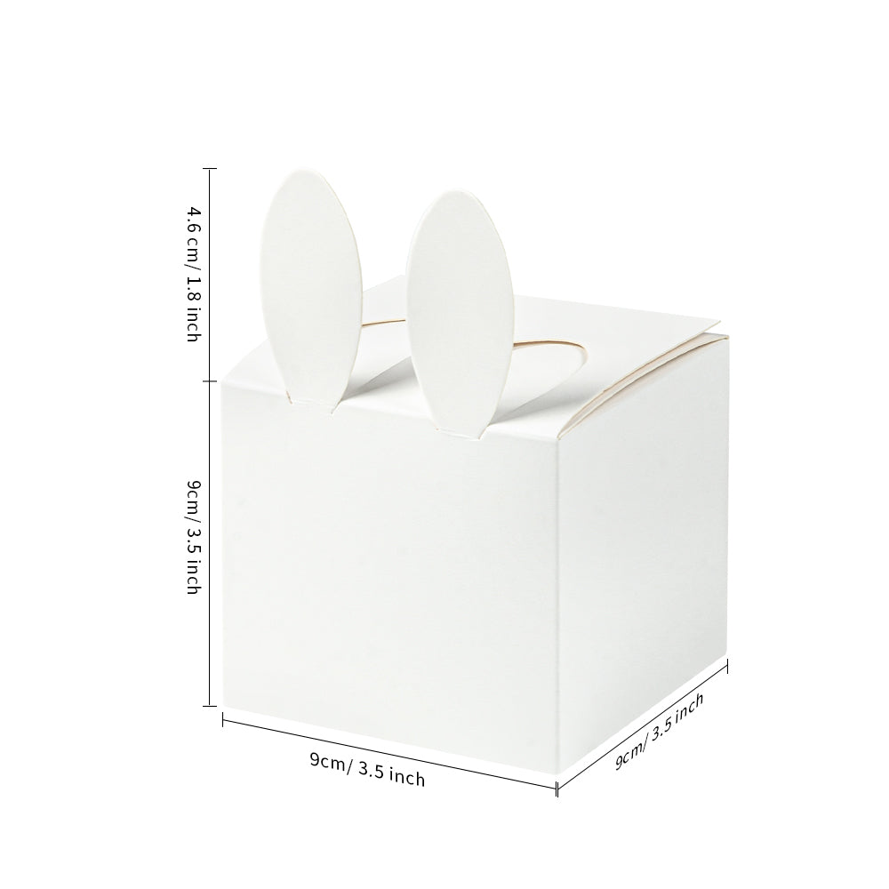 Wholesale Easter Sublimation Gift Boxes with Bunny Ears 3.5" x 3.5" x H 5.35" Matte White for Halloween Christmas Easter Gift 20 Pack & 60 Pack & 100 Pack