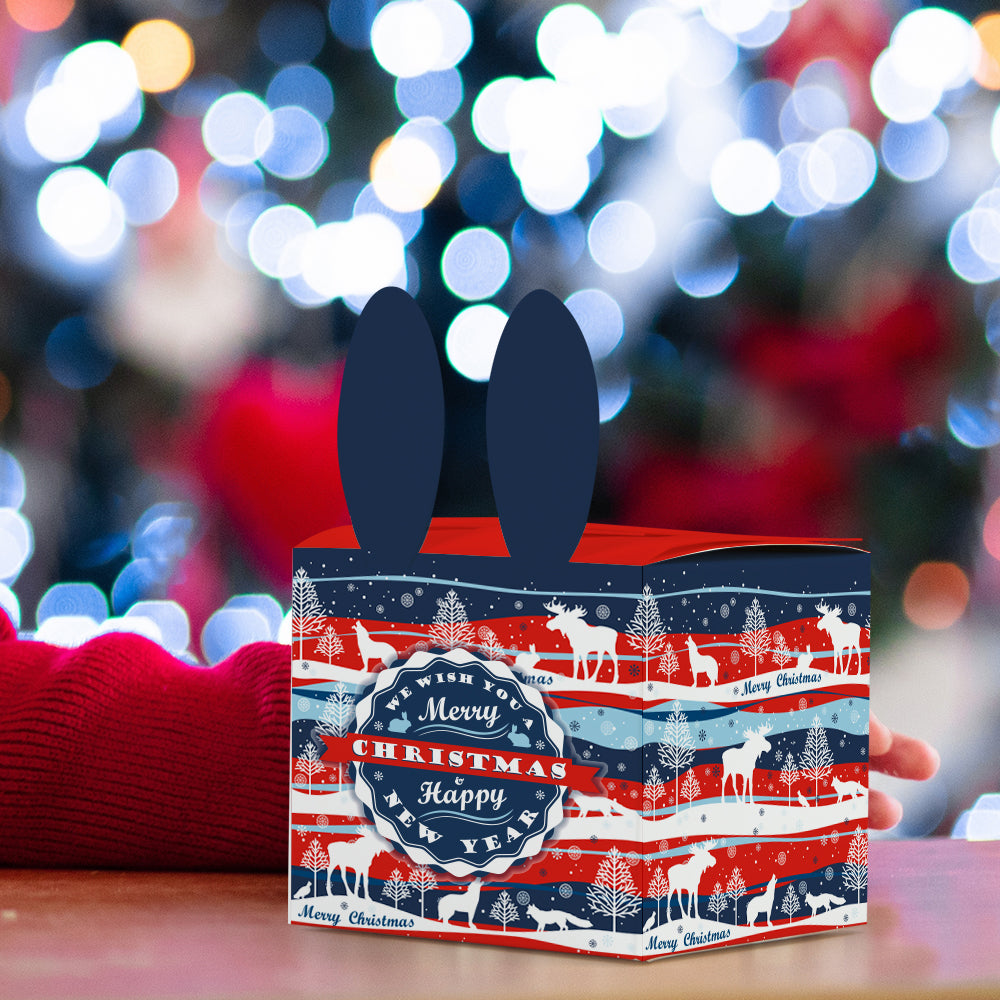 Wholesale Easter Sublimation Gift Boxes with Bunny Ears 3.5" x 3.5" x H 5.35" Matte White for Halloween Christmas Easter Gift 20 Pack & 60 Pack & 100 Pack