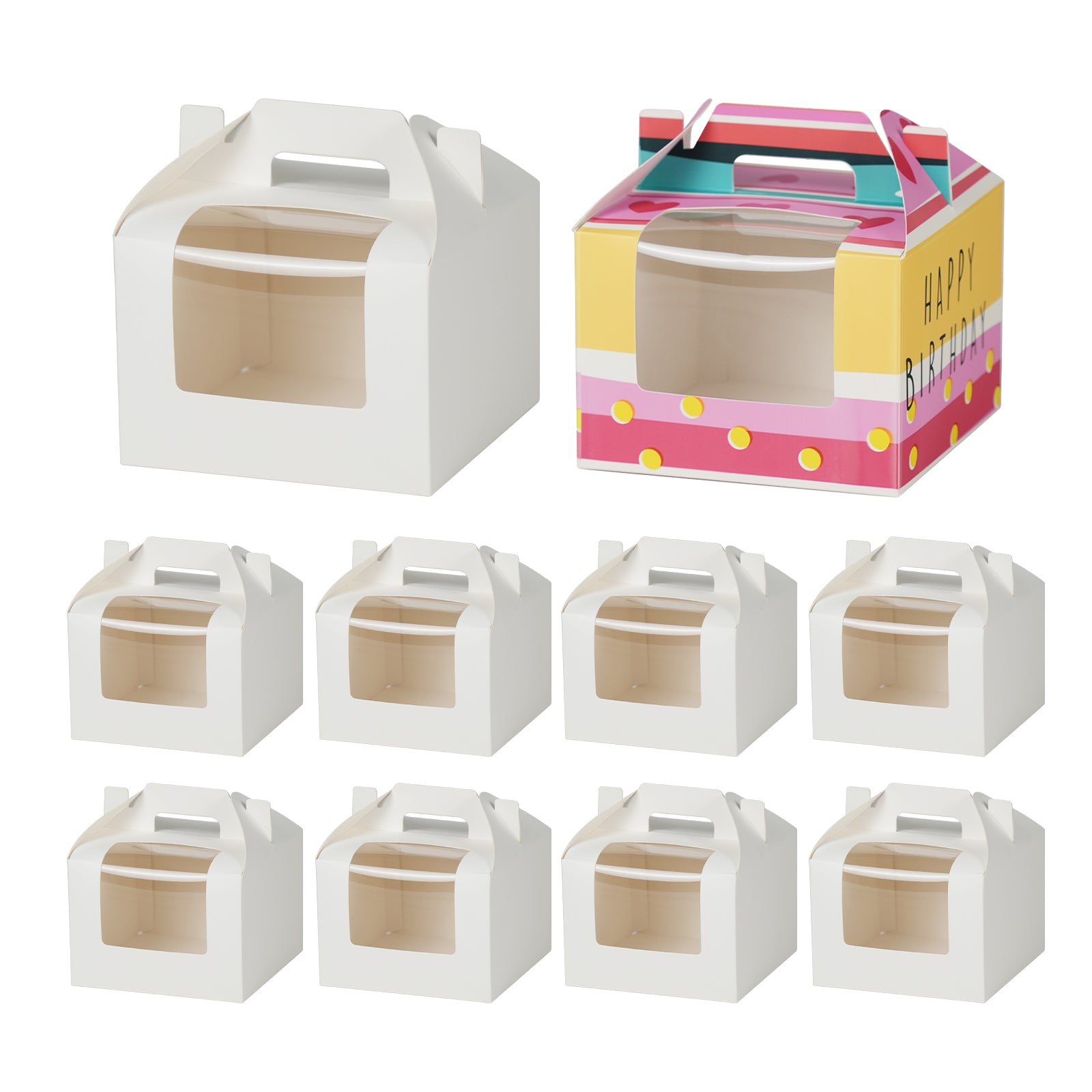 Wholesale Sublimation Gift Boxes Blanks with Clear PET Window Built-In Handle Matte White 10 Pack & 30 Pack(2 Size)