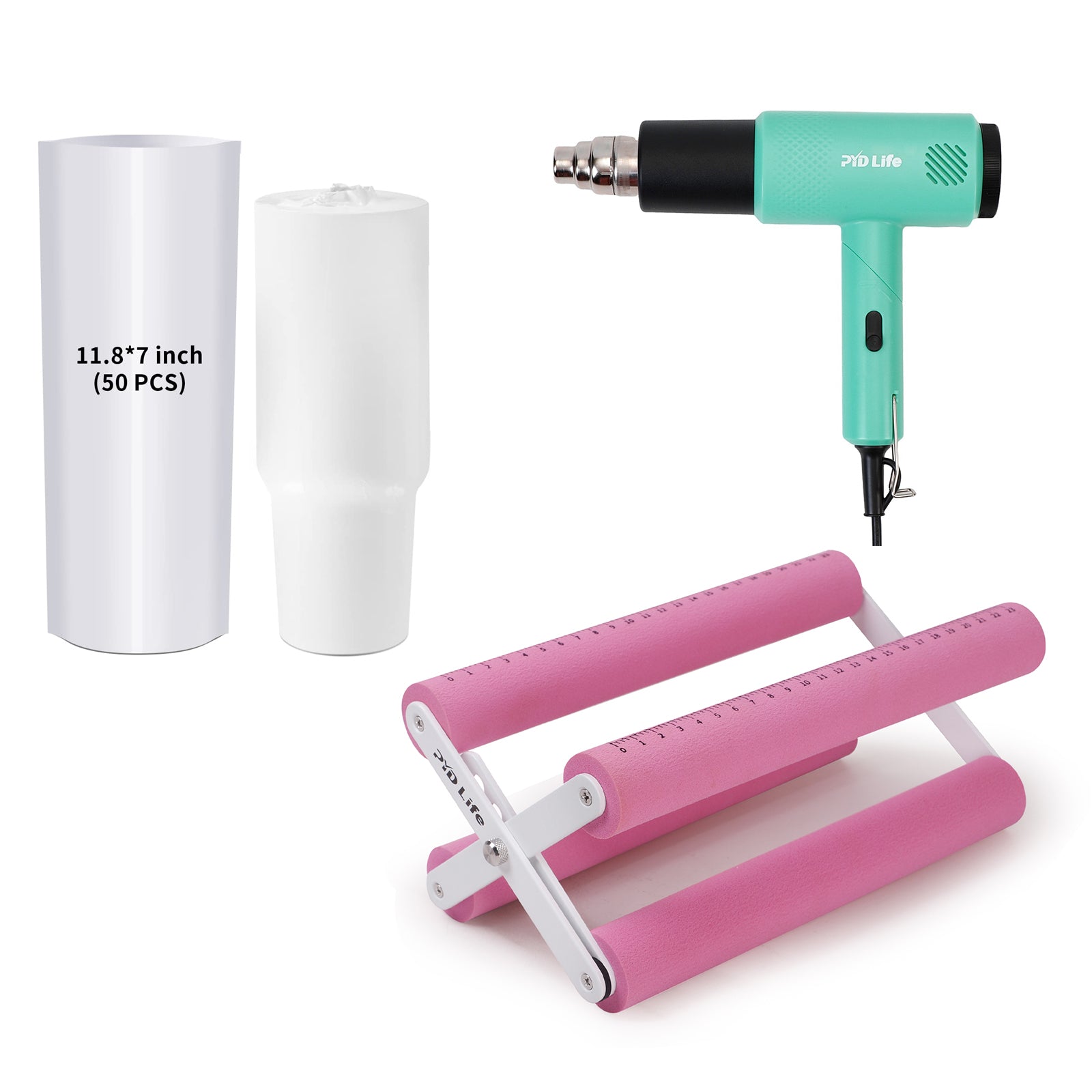 Sublimation Oven Tools Starter Kit Bundle with Cup Tumbler Cradle,Shrink Wrap Film and Heat Gun