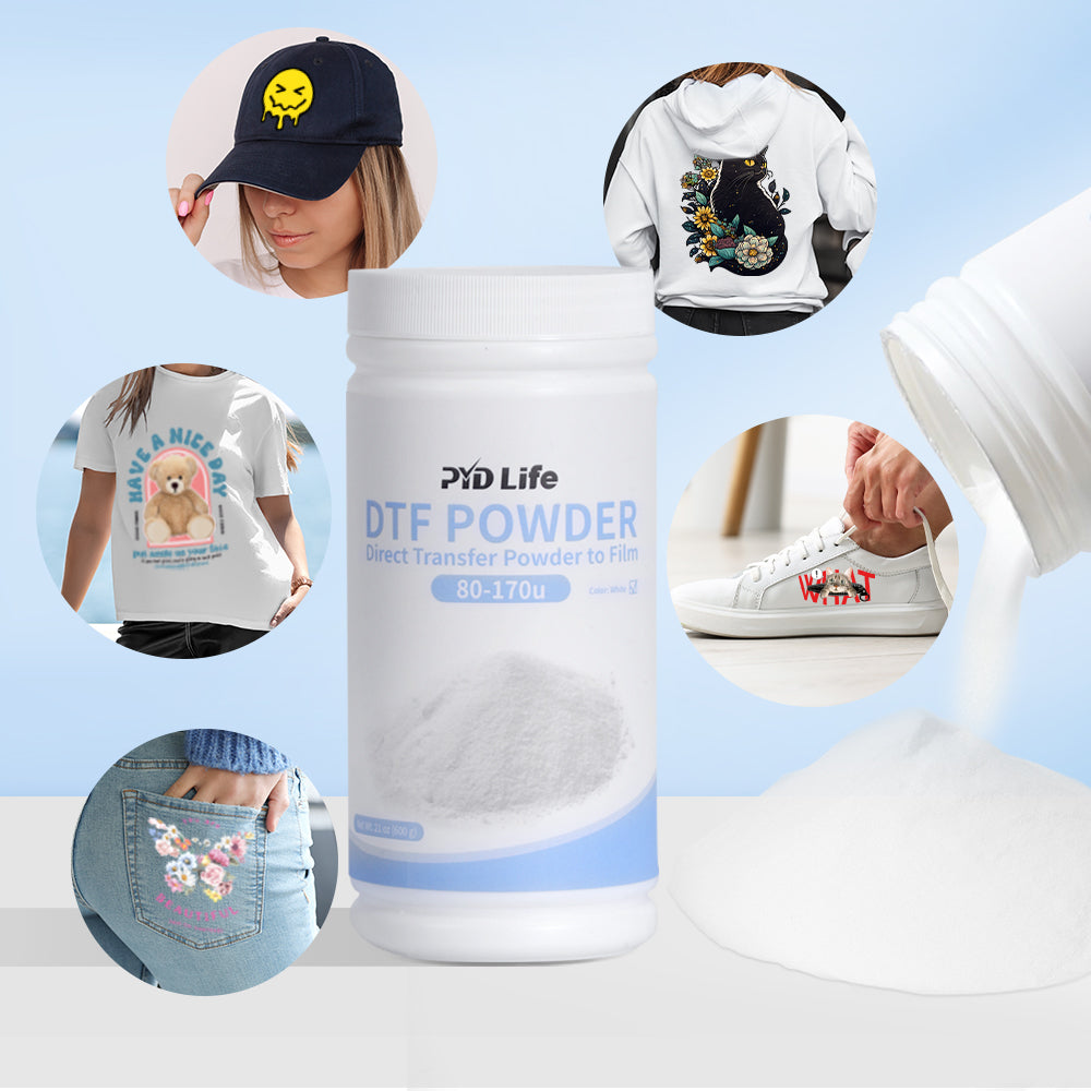 DTF Powder White Digital Transfer Hot Melt Adhesive 600g 21.1 oz,DTF PreTreat Transfer Powder for Light Dark Colored Fabric Heat Transfer,for DTF and DTG Printers