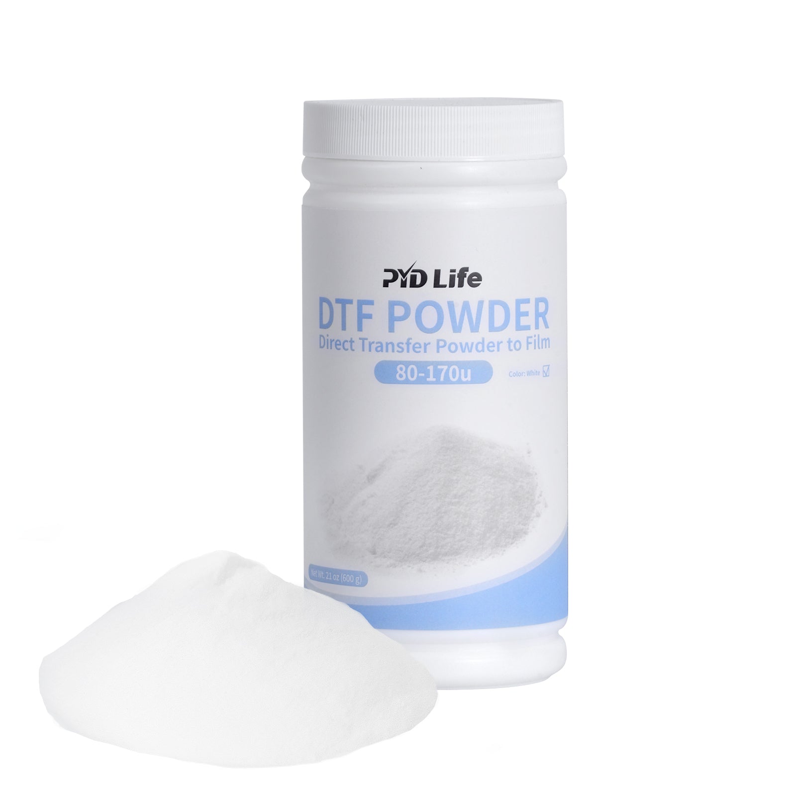 DTF Powder White Digital Transfer Hot Melt Adhesive 600g 21.1 oz,DTF PreTreat Transfer Powder for Light Dark Colored Fabric Heat Transfer,for DTF and DTG Printers