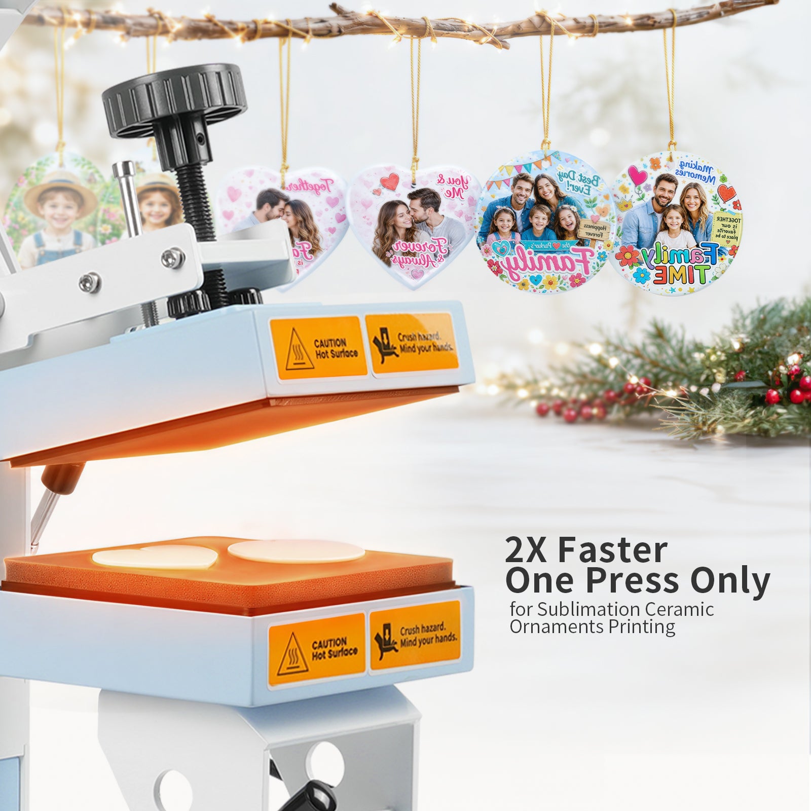 H2C PRO 2 in 1 Top and Bottom Heat Press Machine Light Blue 110 V, Mini Combo Hat and Flat Press for DTF 3D UV DTF Labels, Double-Sided Blanks Sublimation Printing