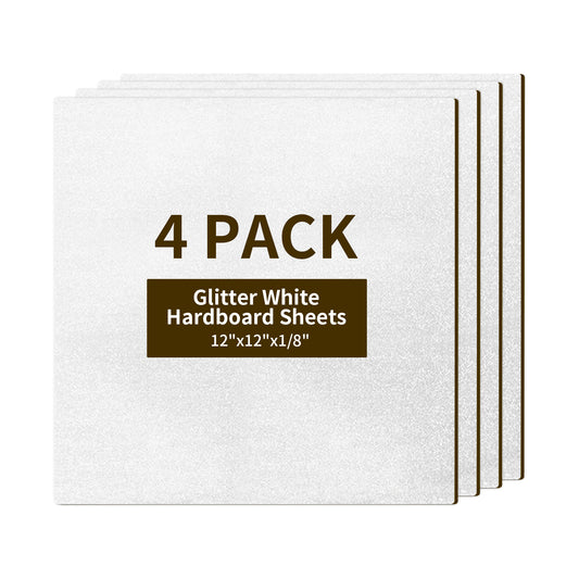 Wholesale Sublimation Hardboards MDF White Glitter 12" x 12",1/8" Thick Laser Boards for Heat Transfer, for Custom Coasters Ornaments 4 Pack