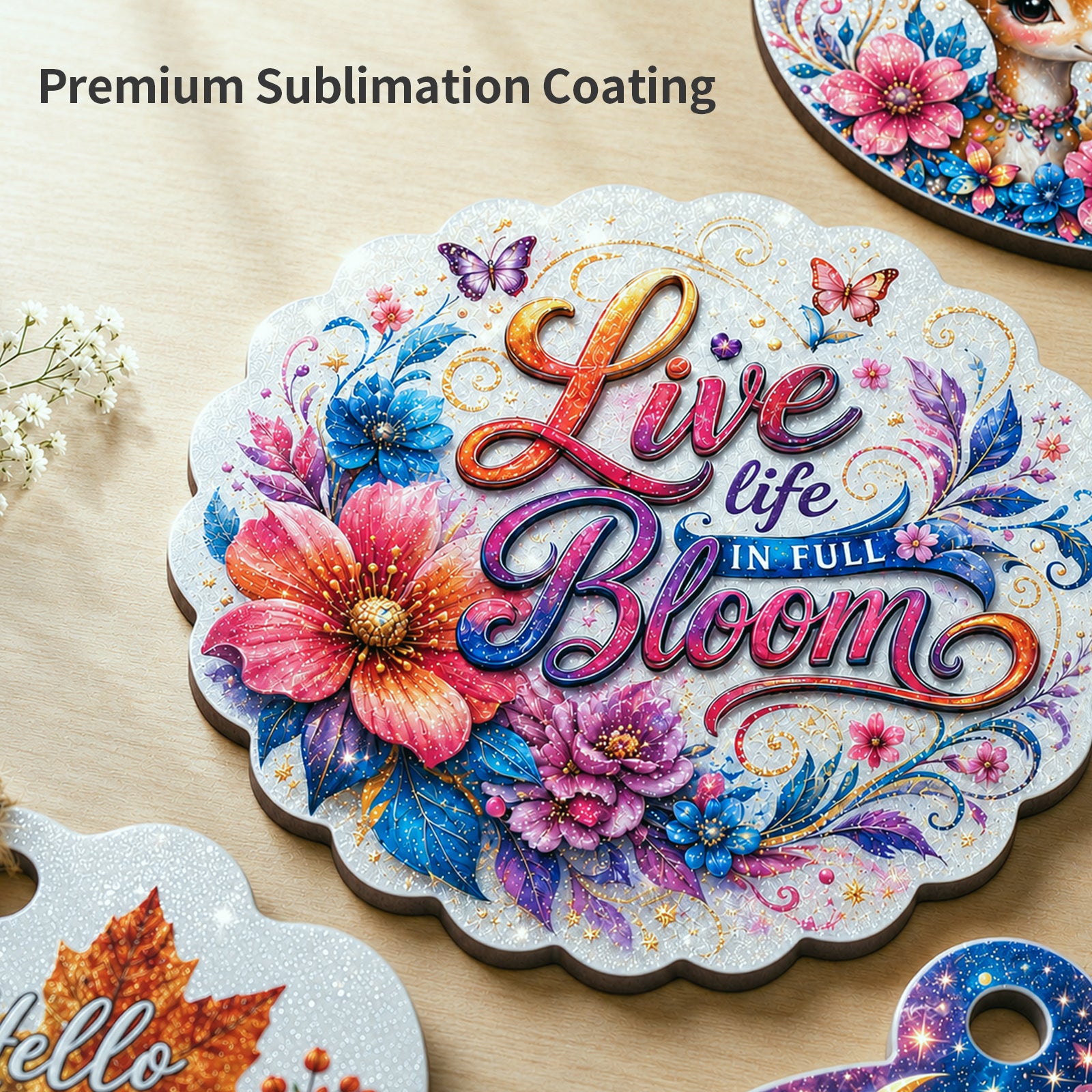 Wholesale Sublimation Hardboards MDF White Glitter 12" x 12",1/8" Thick Laser Boards for Heat Transfer, for Custom Coasters Ornaments 4 Pack