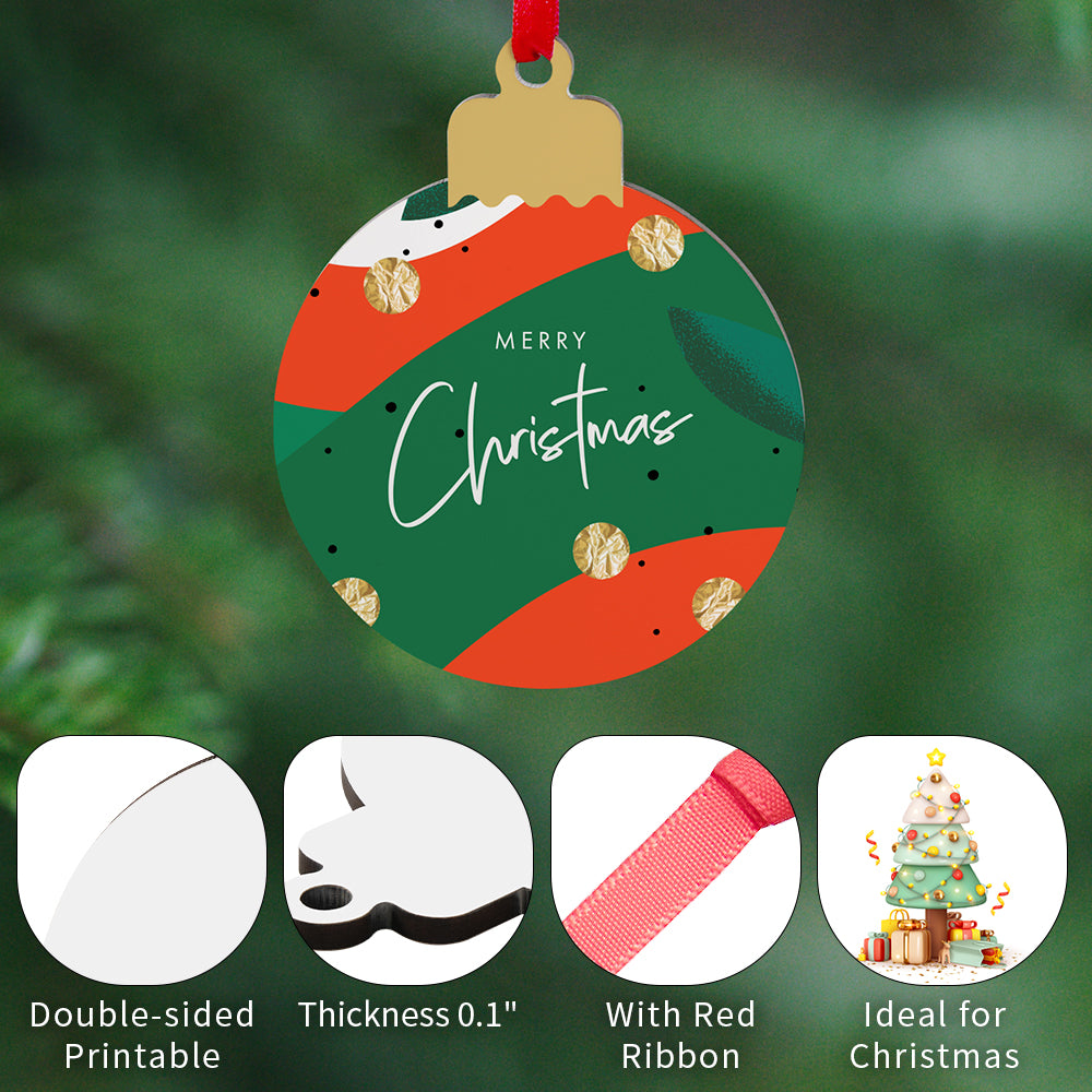 Wholesale Sublimation Hardboard Ornaments Blanks 3 Inch Double-Sided Printable MDF Ball-Shaped with Red Ribbon Bulk for Easter Christmas Home Decor 100 Pack