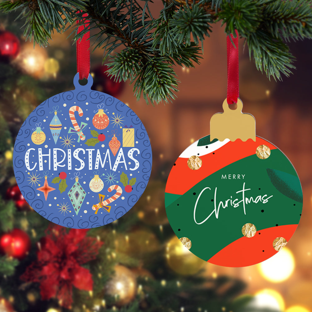 Wholesale Sublimation Hardboard Ornaments Blanks 3 Inch Double-Sided Printable MDF Ball-Shaped with Red Ribbon Bulk for Easter Christmas Home Decor 100 Pack