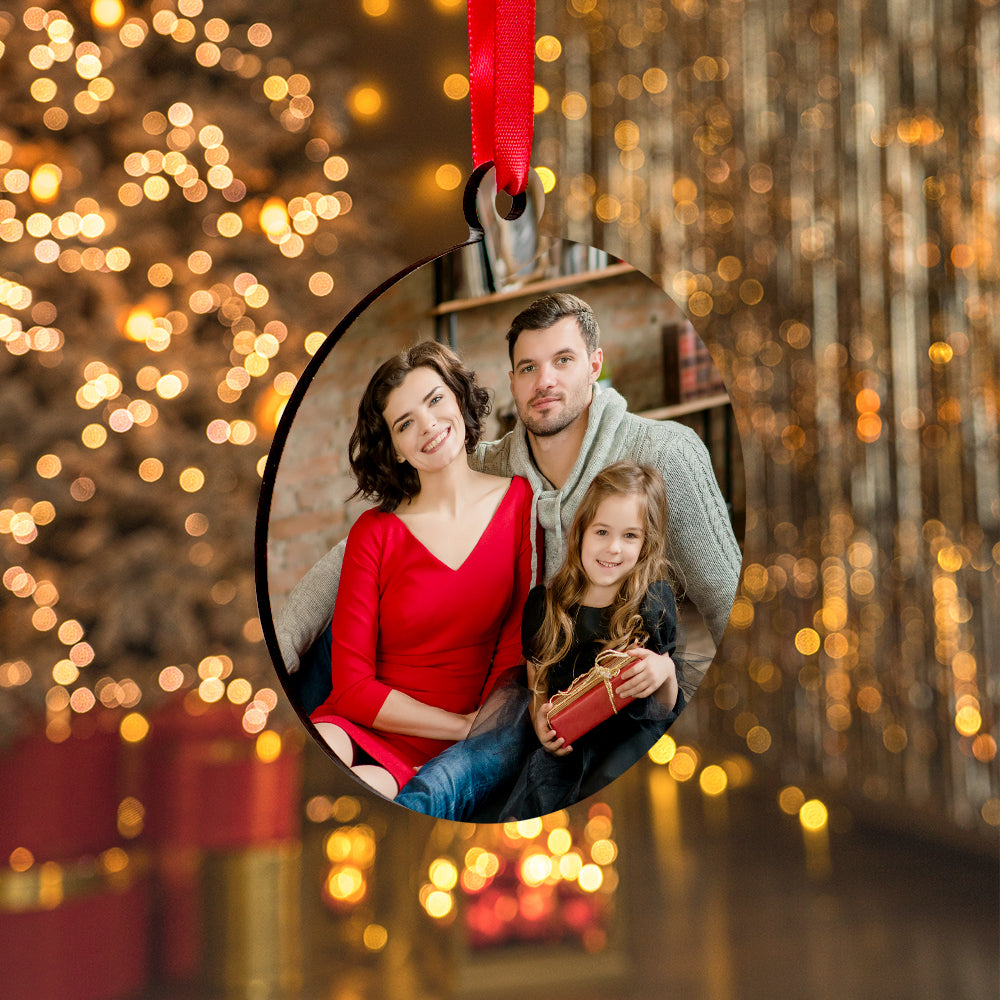 Wholesale Sublimation Hardboard Ornaments Blanks 3 Inch Round MDF Double-Sided Printable Bulk with Red Ribbon for Sublimation Personalized Christmas Tree Home Decor 100 Pack