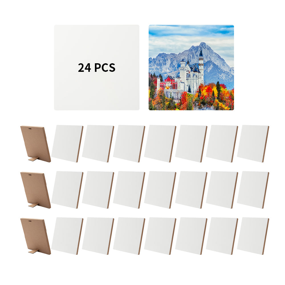 Wholesale 10"L x 10"W MDF White Home decor sublimation photo frame with stand Square Shape 24 Pack