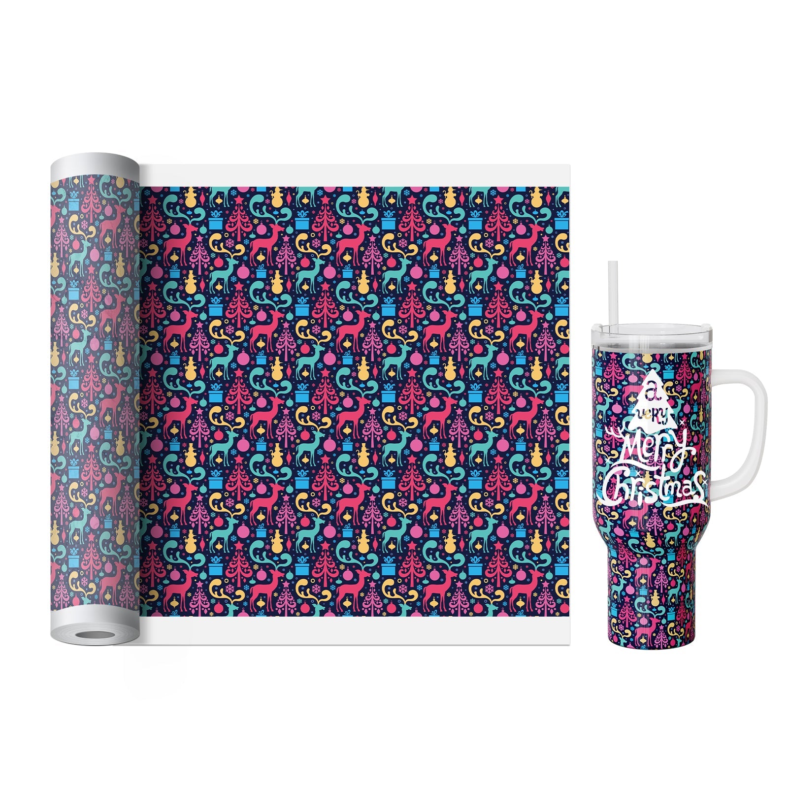 Wholesale Christmas Wrapping Paper Roll Sheets Christmas 15.7 in x 40 ft for Christmas Gifts Packing,Sublimation Transfer Paper for Sublimation Blanks,5 Design Options,10 rolls mix