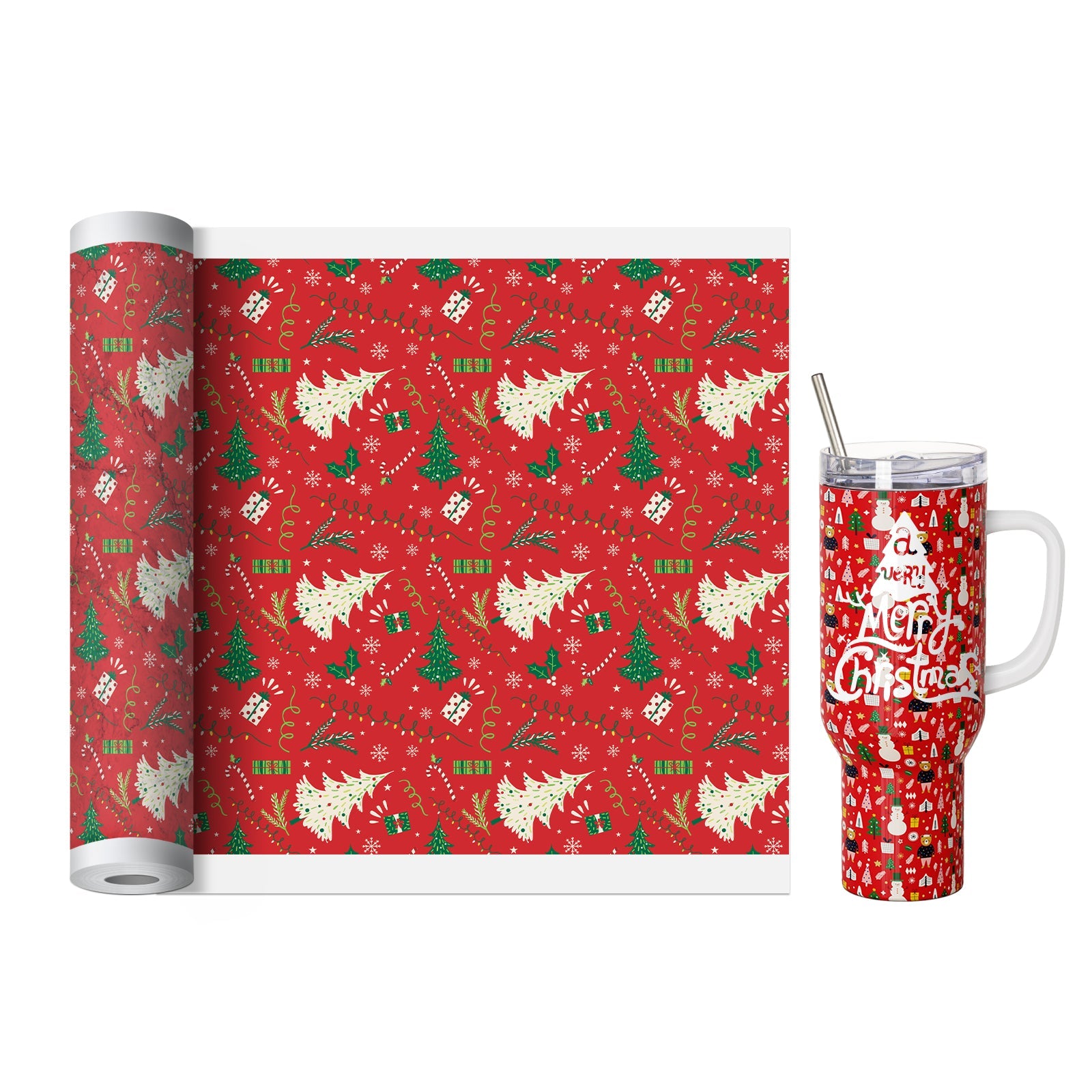 Wholesale Christmas Wrapping Paper Roll Sheets Christmas 15.7 in x 40 ft for Christmas Gifts Packing,Sublimation Transfer Paper for Sublimation Blanks,5 Design Options,10 rolls mix