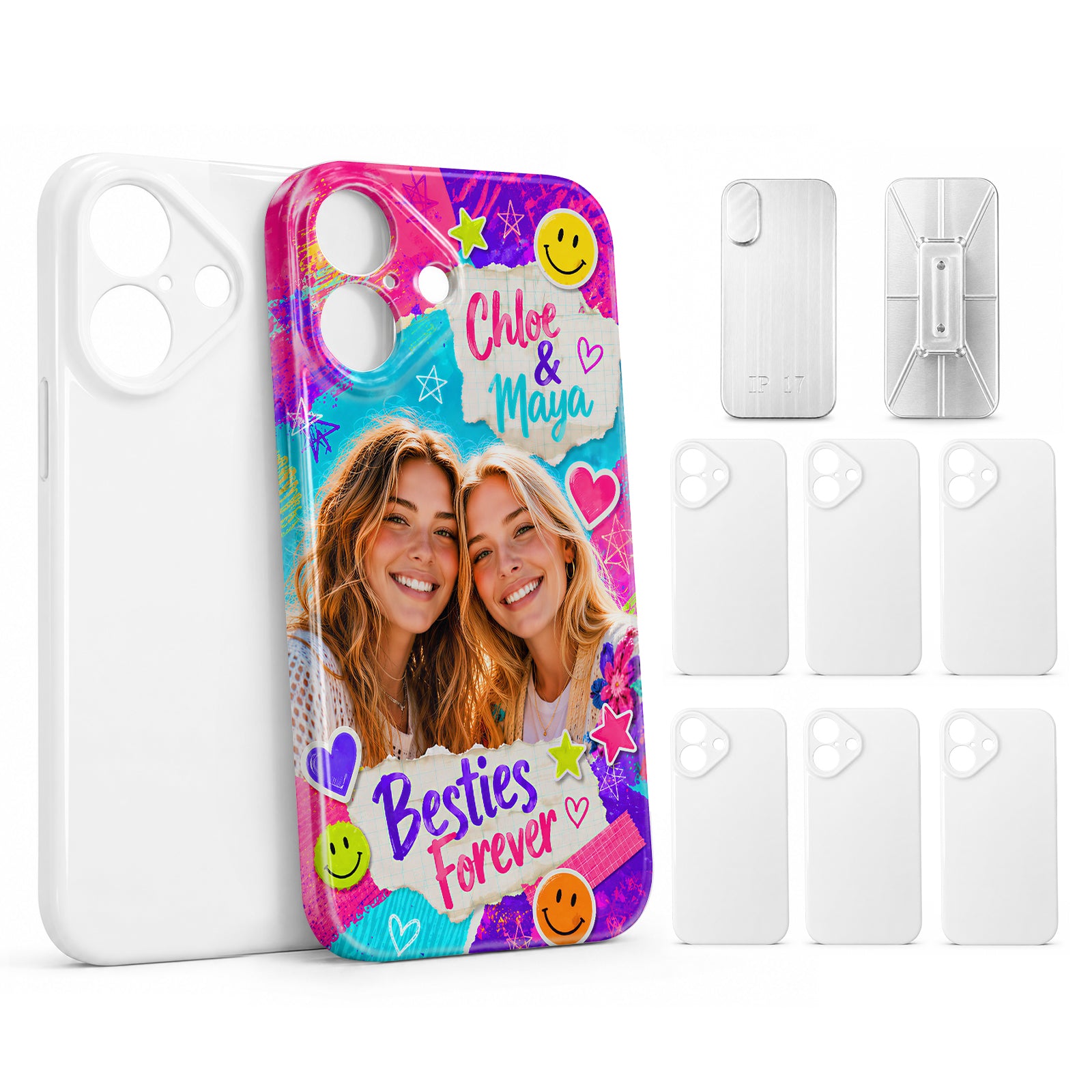 3D IPhone Case Kit with 1 Pack 3D Printing Metal Mold iPhone Cover Tool and 8 Pack Blank Sublimation Phone Case for iPhone(Ship from China)