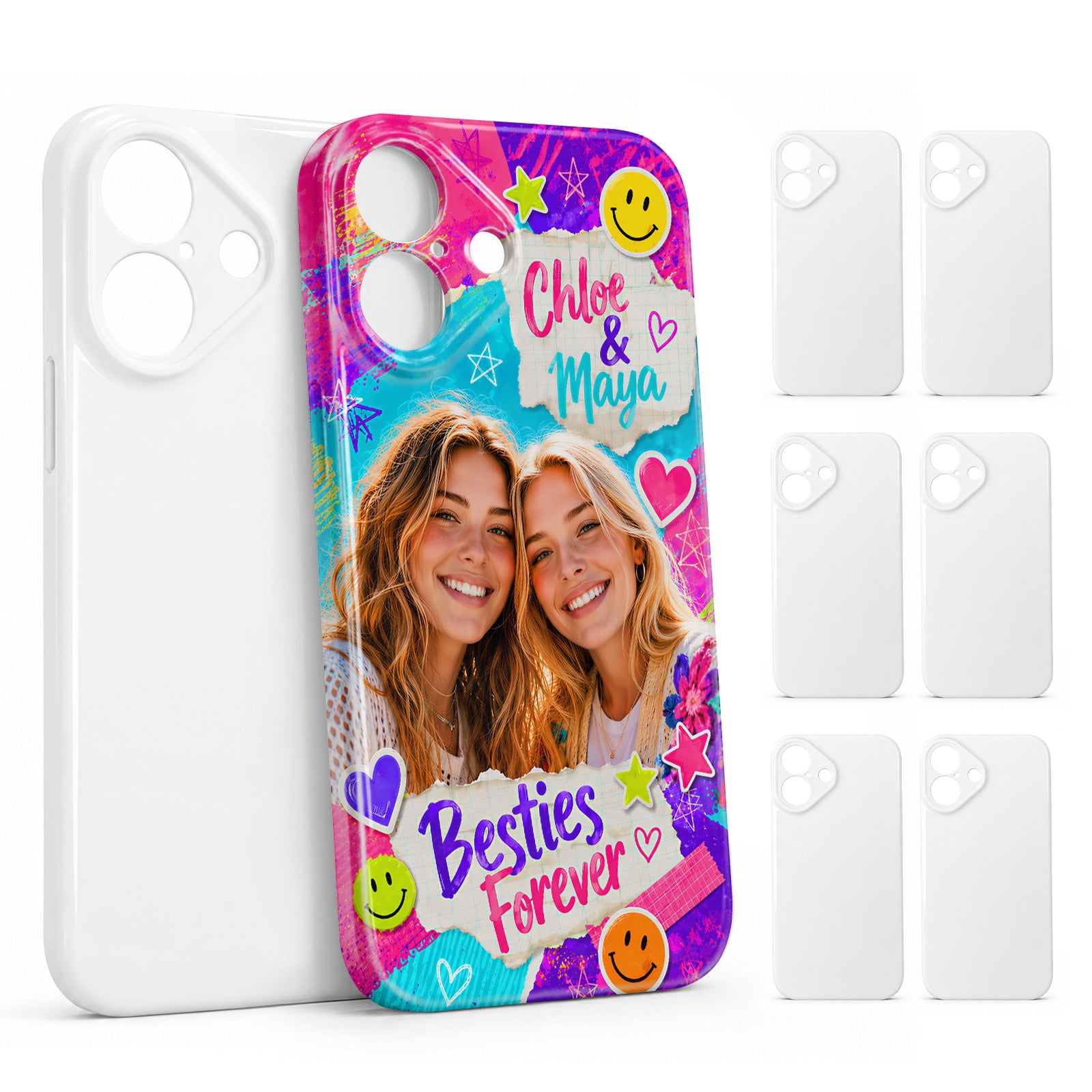 Wholesale 3D Sublimation Phone Cases Blanks Compatible with iPhone, Glossy White Blanks Heat Transfer Case, Printable Phone Cover for DIY Photo Designs 8 Pack