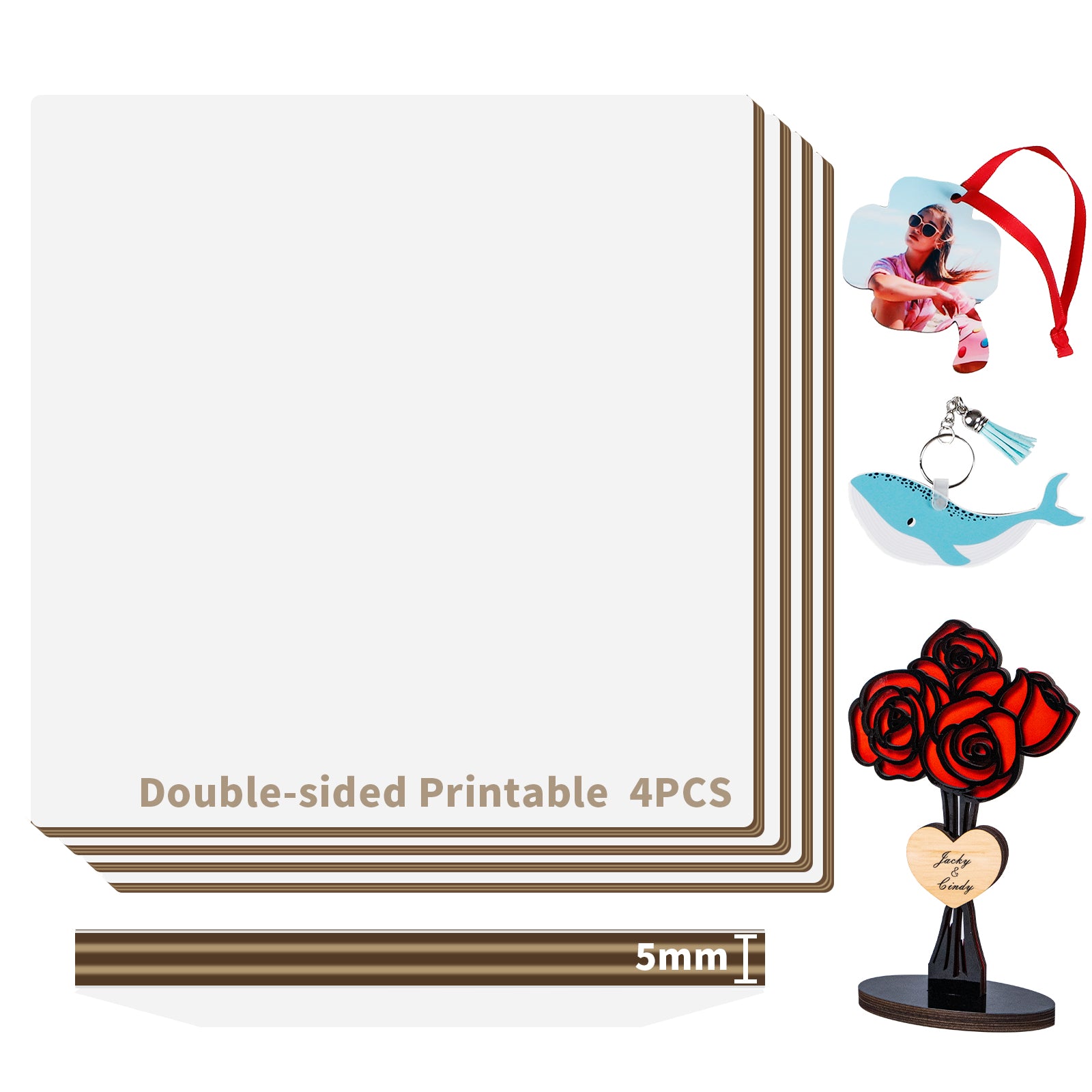 Wholesale Sublimation Plywood Blanks Sheets Double-Sided Printable, 11.8" x 11.8",1/5" Thick(5 mm) Wood Board for 40 W Laser Cutting Machine 8 Pack & 24 Pack & 36 Pack