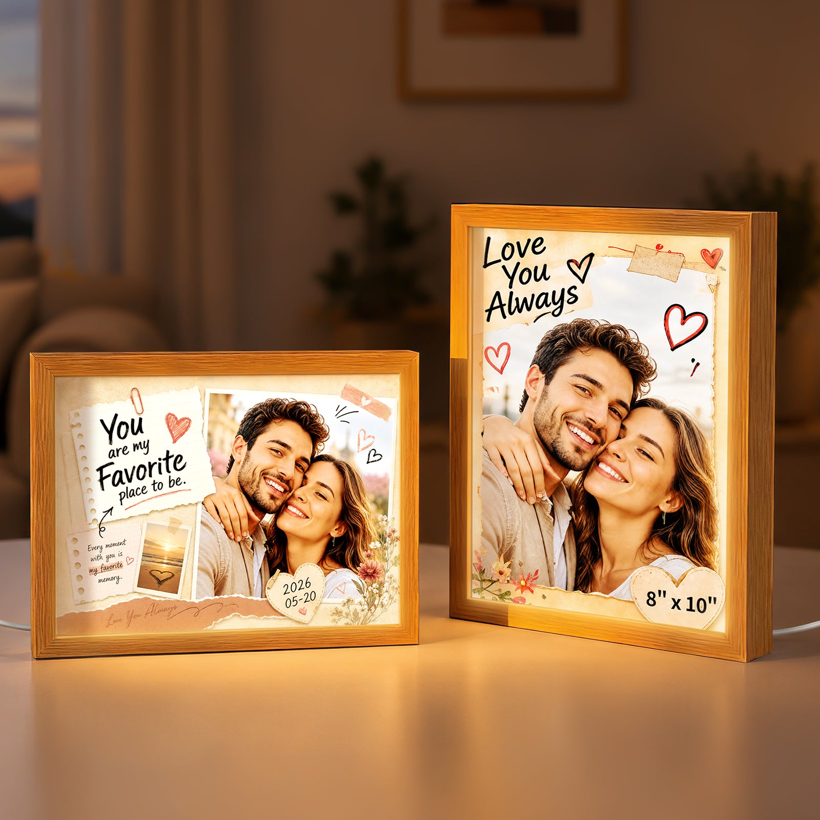 Sublimation Blanks Glass Night Lights LED Photo Frames (3 size) 2 Pack & 4 Pack & 8 Pack