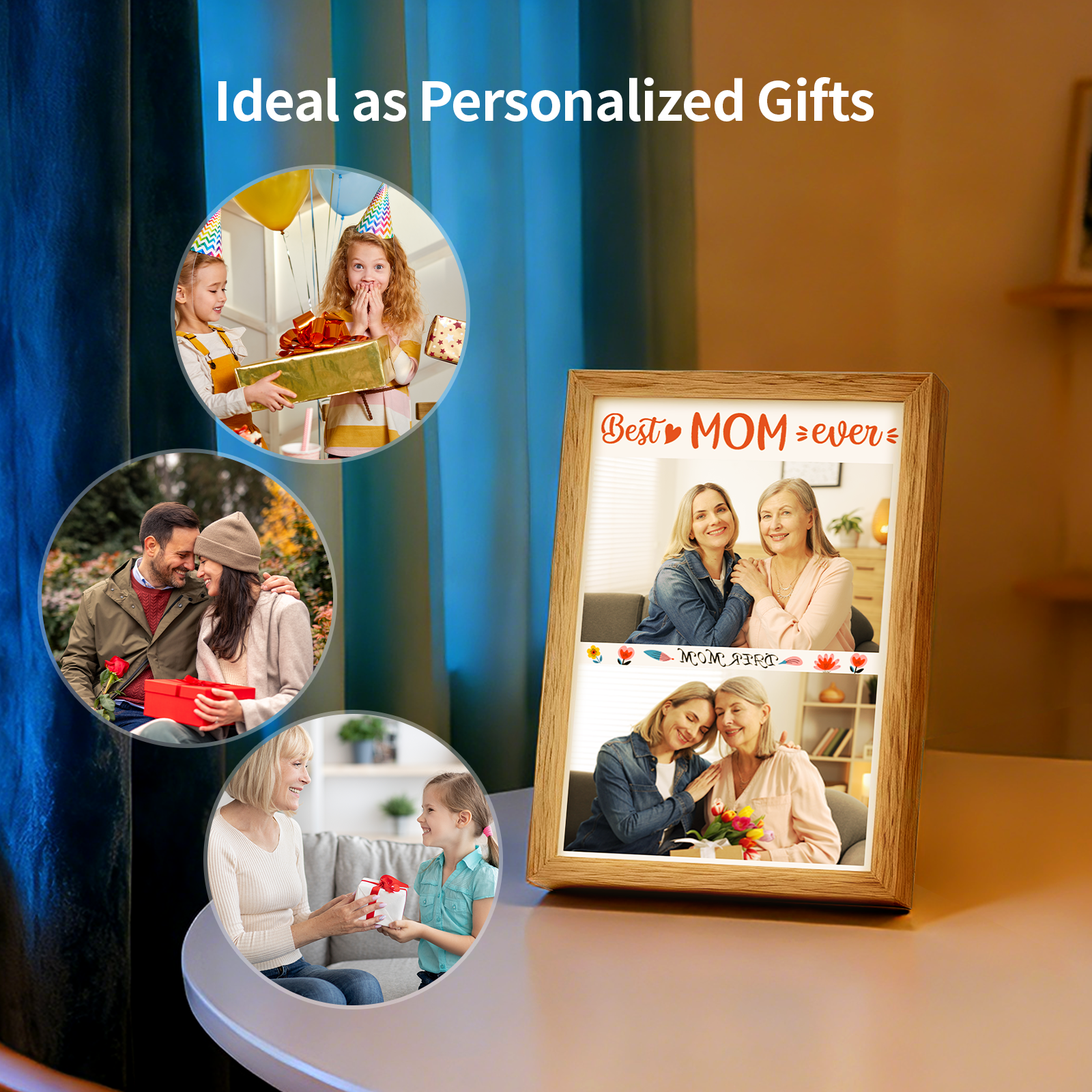 Wholesale A5 or A4 Night Light Photo Frames Panels with Sublimation Glass Sheets with Wooden Frame 3 Light Modes for Tabletop Display Home Decor 2 Pack