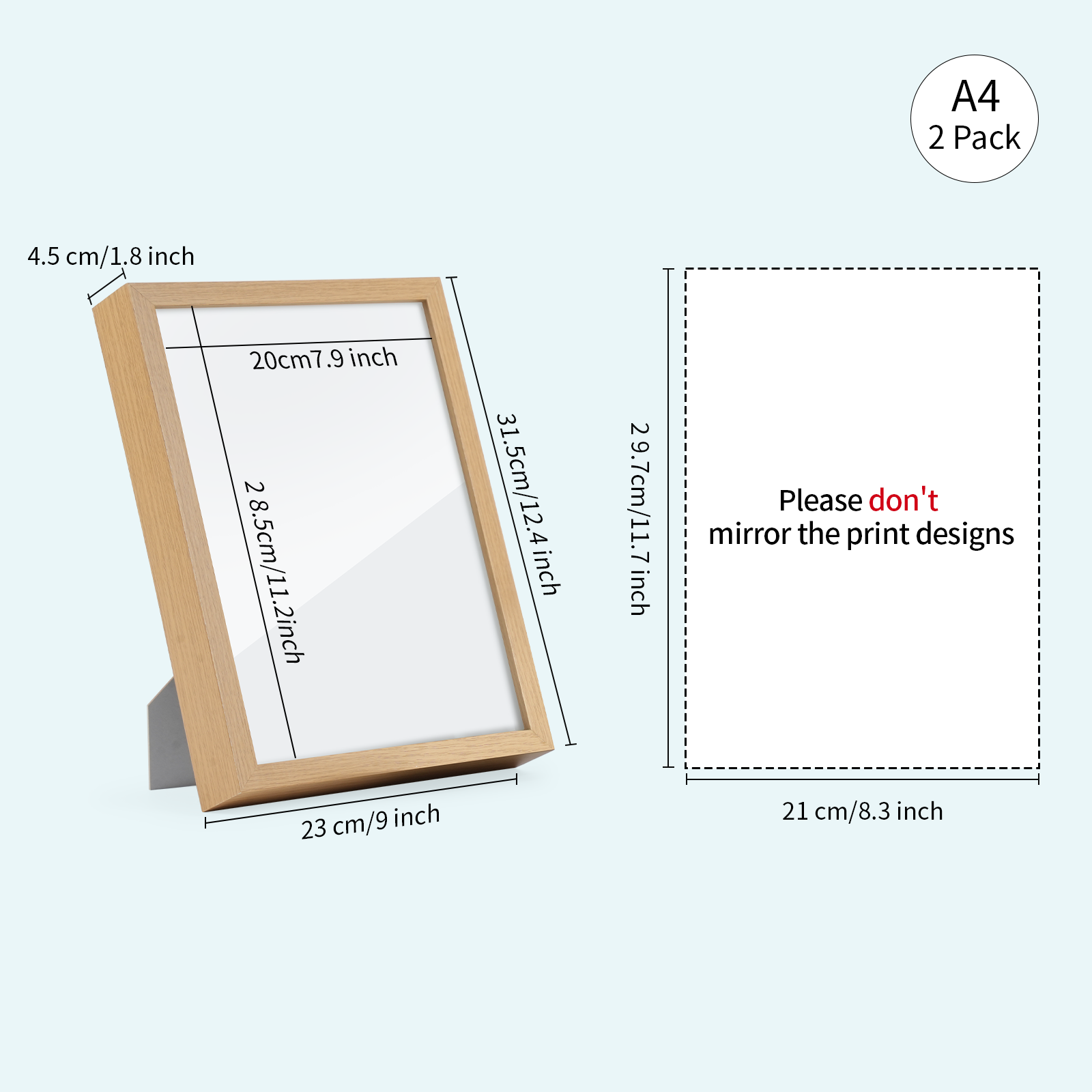 Wholesale A5 or A4 Night Light Photo Frames Panels with Sublimation Glass Sheets with Wooden Frame 3 Light Modes for Tabletop Display Home Decor 2 Pack