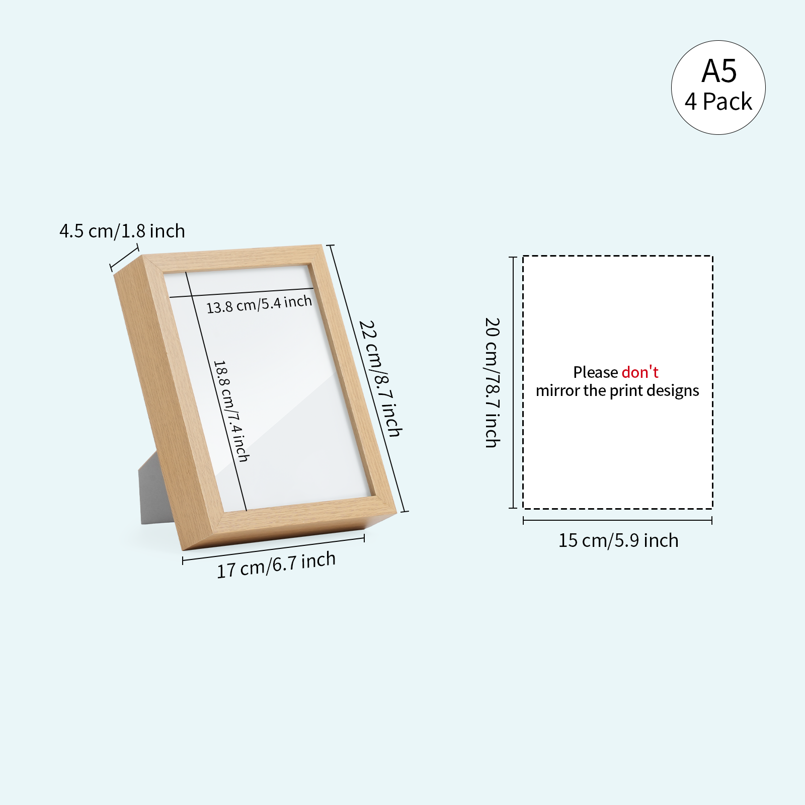 Wholesale A5 or A4 Night Light Photo Frames Panels with Sublimation Glass Sheets with Wooden Frame 3 Light Modes for Tabletop Display Home Decor 2 Pack &  8 Pack