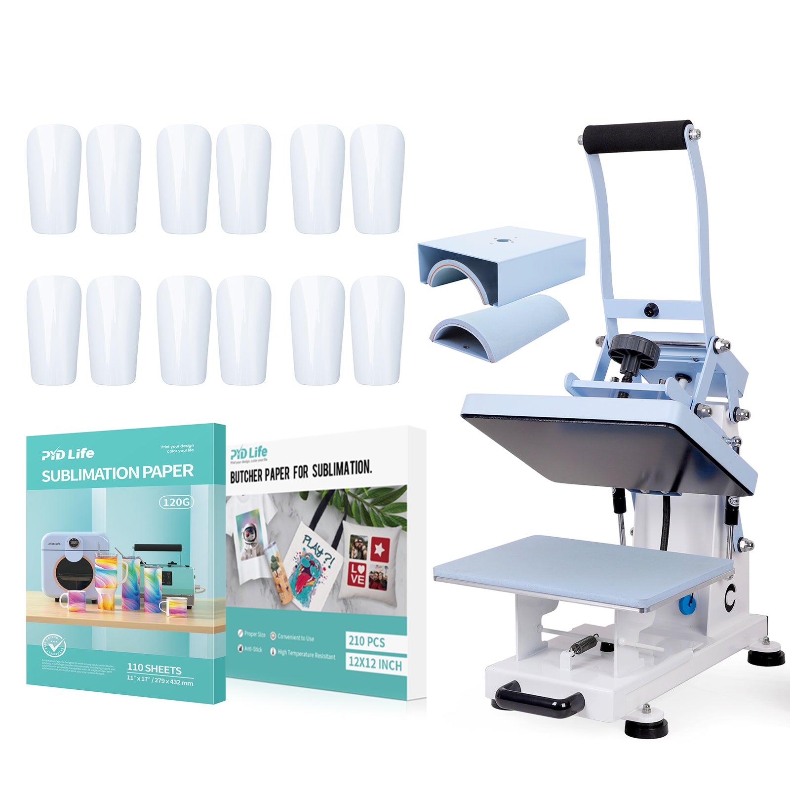 Heat Press Machine Sublimation Starter Beginners Kit Bundle with 9