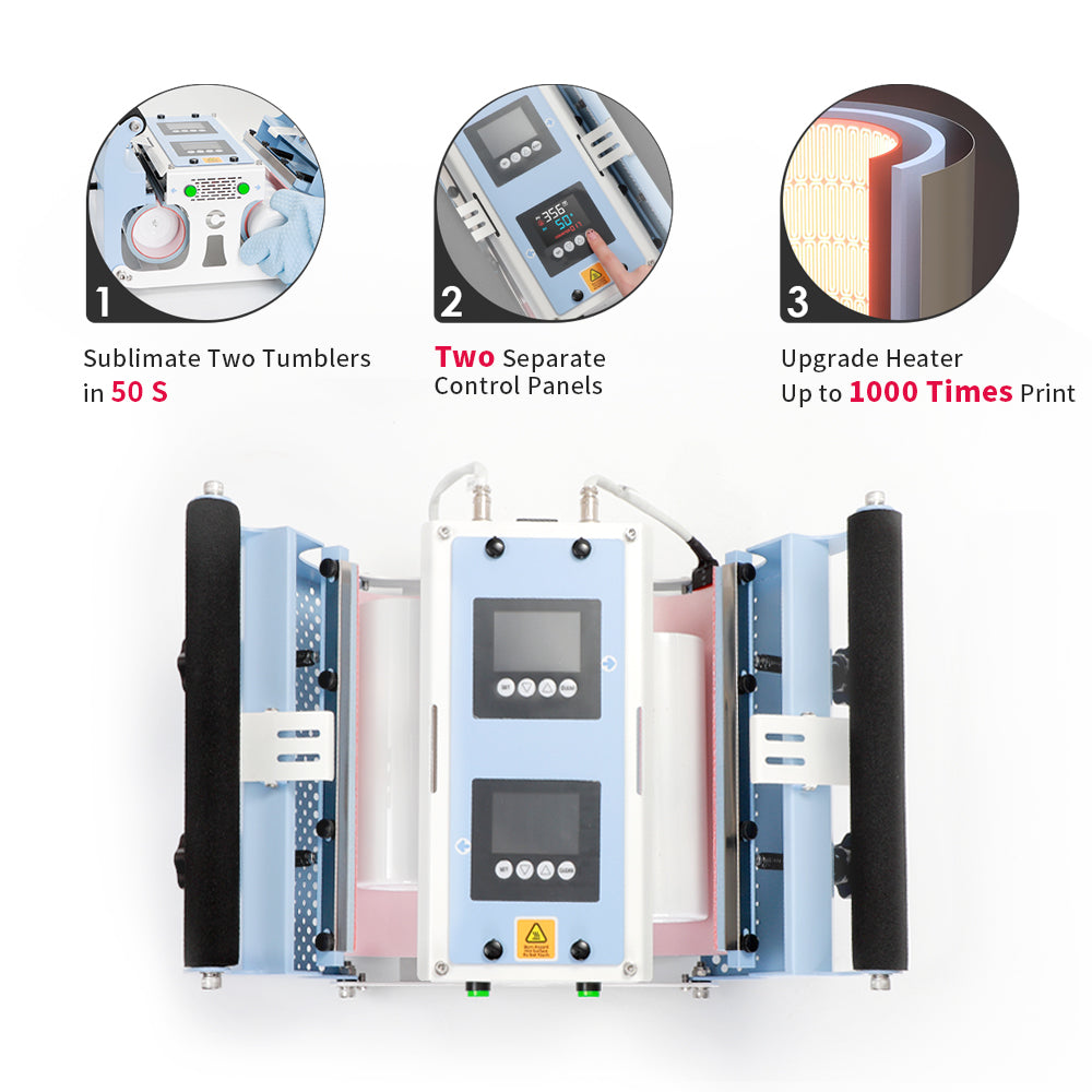 Double Station Dual 30 OZ 20 OZ Tumbler Heat Press Machine for Sublimation Tumblers Mugs Bulk Printing(Shipping from China)
