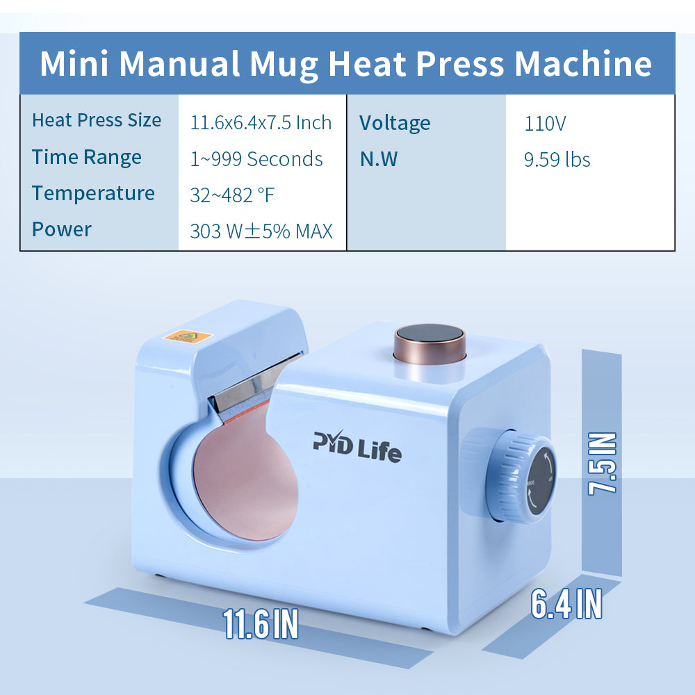 Mini Mug Heat Press Machine Touch Screen for 11 OZ 15 OZ Sublimation Mugs Tumblers Cups Printing Adjustable Pressure