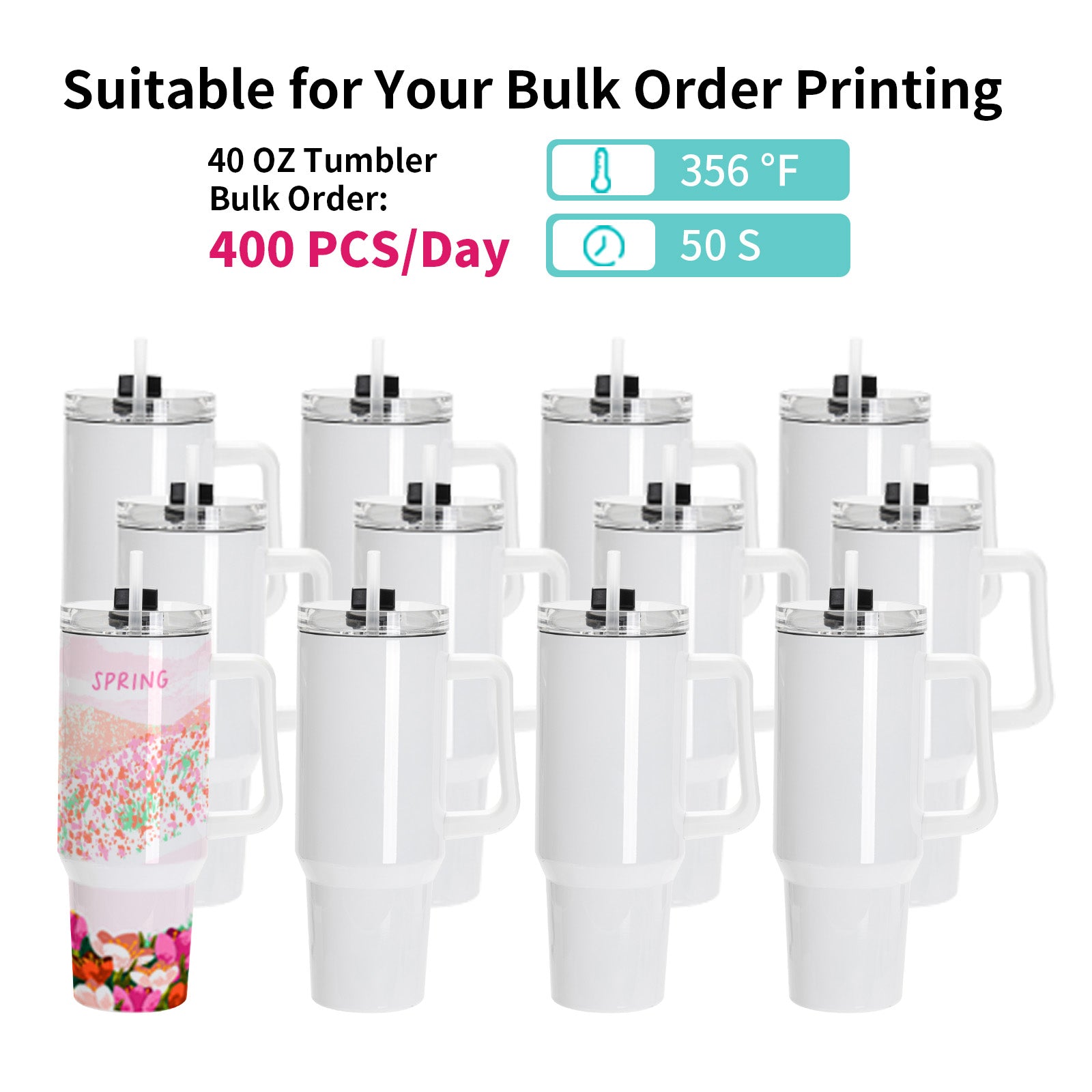 40 OZ Tumbler Heat Press Machine Dual Double Station for 40 OZ Tumbler Top and Tapered Bottom Full Wrap Sublimation Printing