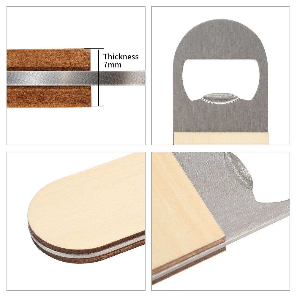 Wholesale Sublimation Stainless Steel Bottle Opener Blanks 7" x 1.57" Plywood Double-sided Printable Bulk