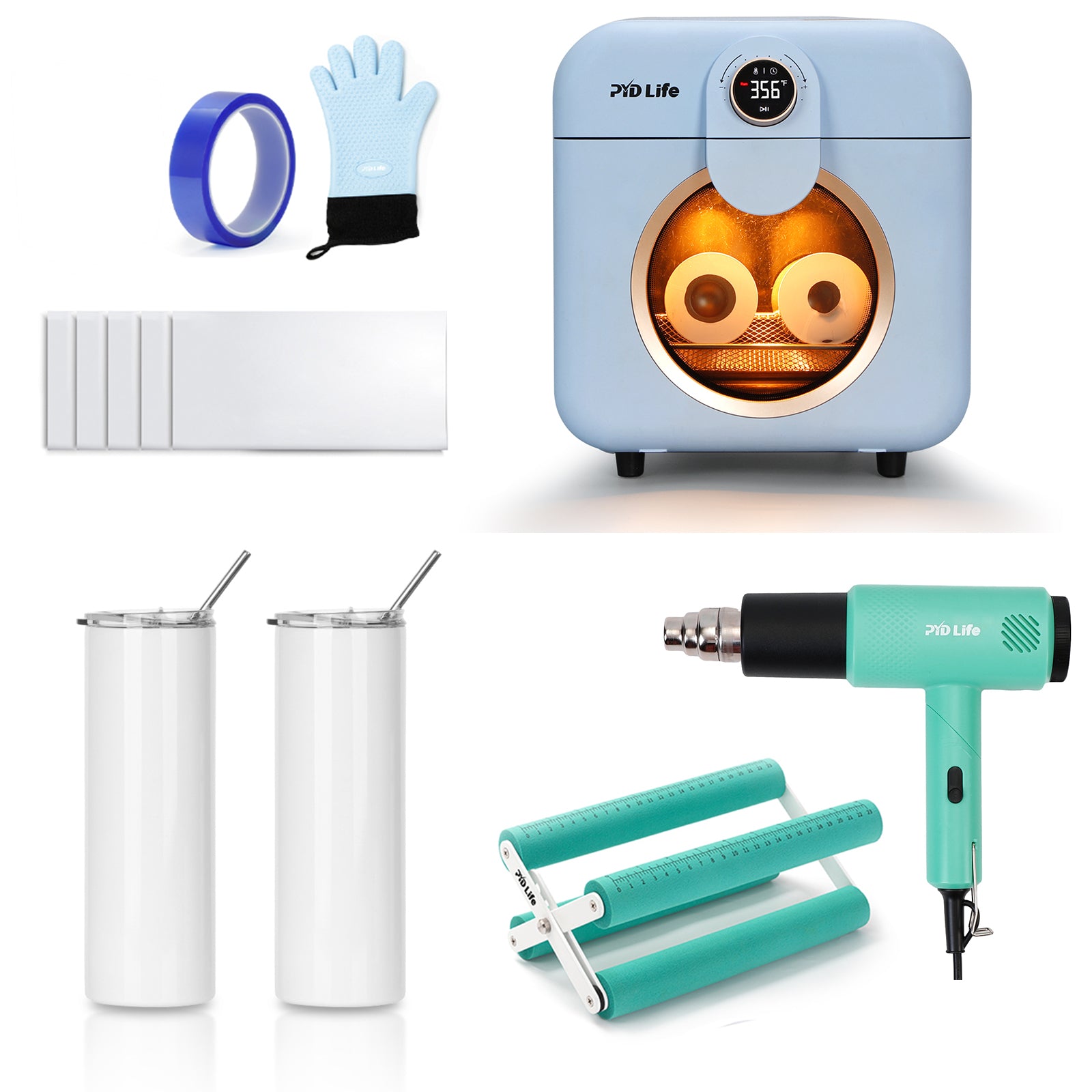 12 L Sublimation Oven Machine Kit Bundle With 20oz Tumbler,Cup Cradle and Heat Gun