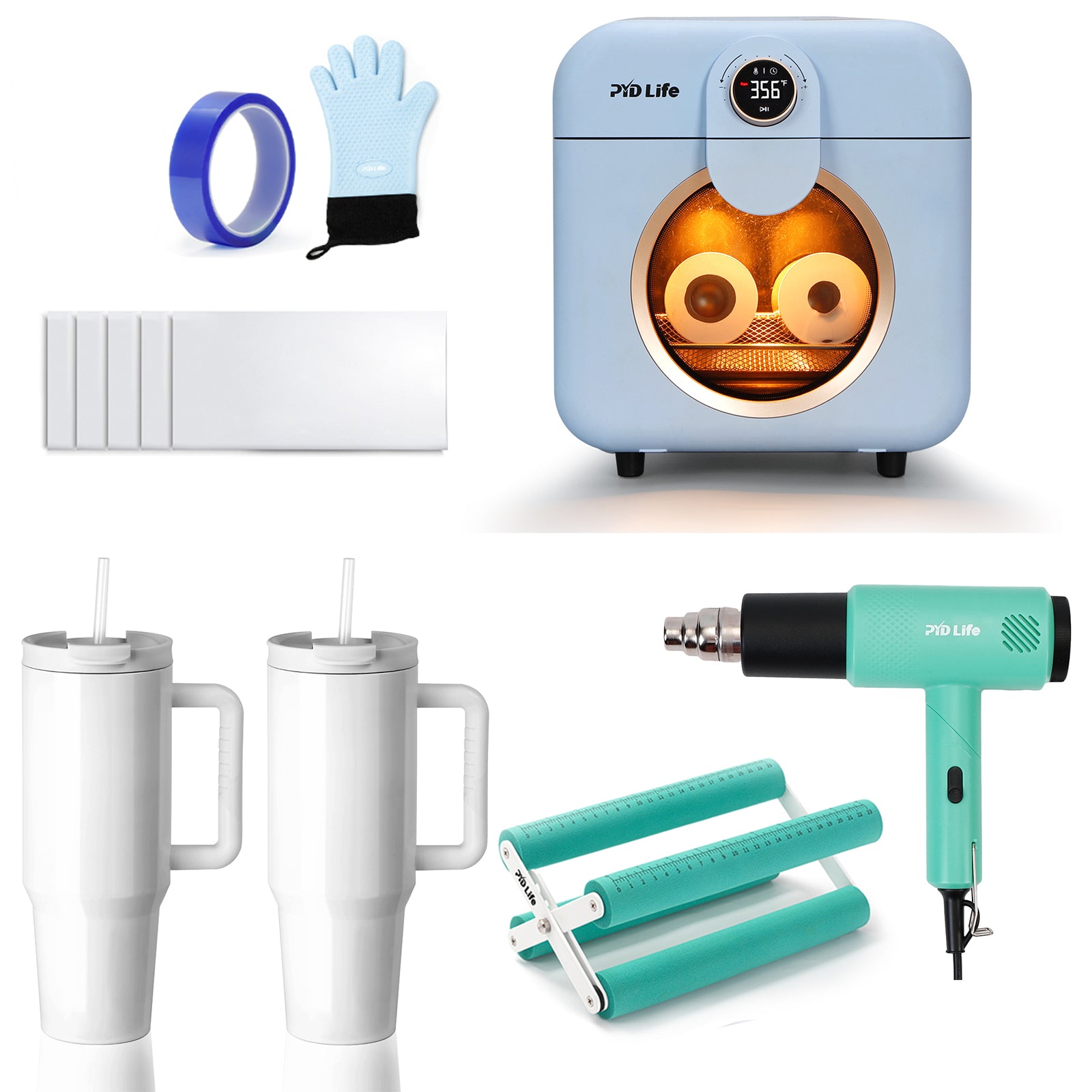 12 L Sublimation Oven Machine Kit Bundle With 40oz Tumbler,Cup Cradle and Heat Gun