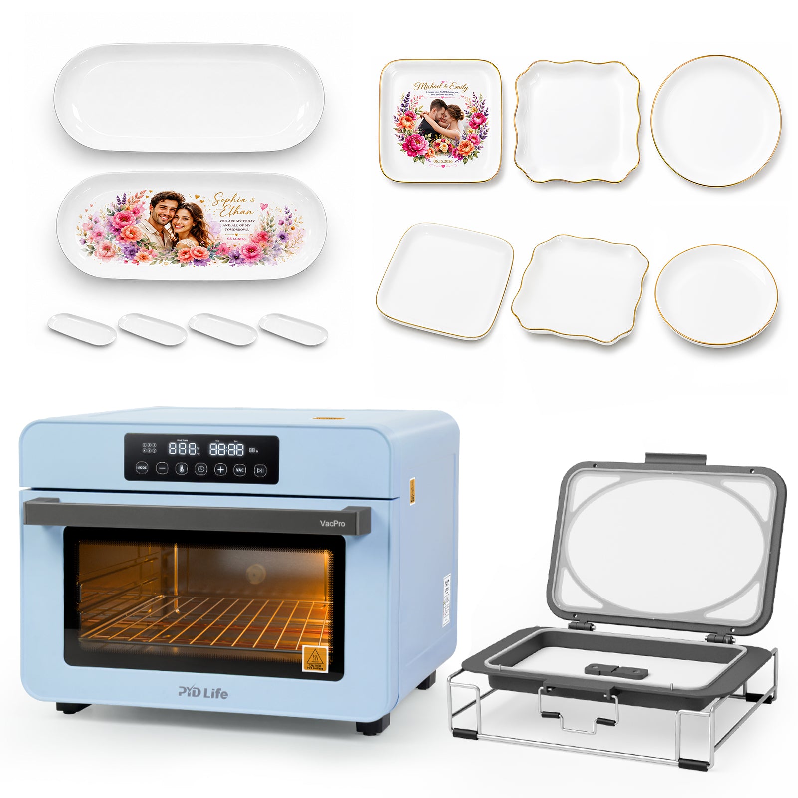 20L Sublimation Oven Kit with Ceramic & Stainless Steel Jewelry Tray Blanks