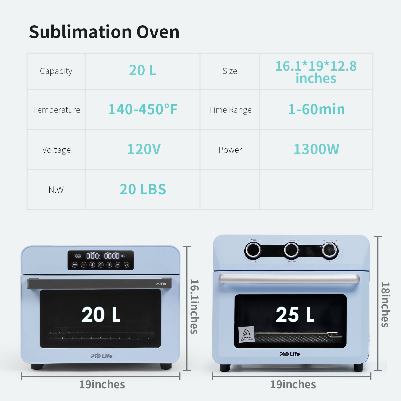 VacPro 20 L Sublimation Oven with 3D Vacuum Tray and Pump System