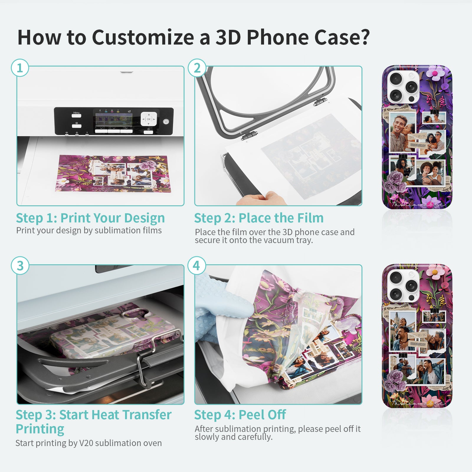 A4 Vacuum Tray V20 Sublimation Oven Machine Accessories for 3D Phone Cases,Earphone Cases,Badge,Photo Slates,Ornaments Flat Sublimation Blanks Printing