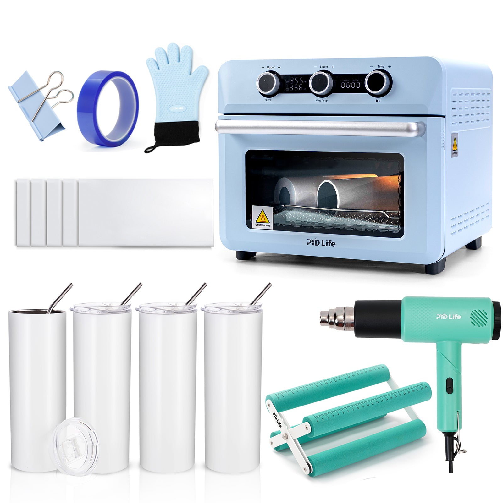 25 L Sublimation Oven Sublimation Starter Beginners Kits Bundle with 20oz tumblers,Cup Cradle and Heat Gun
