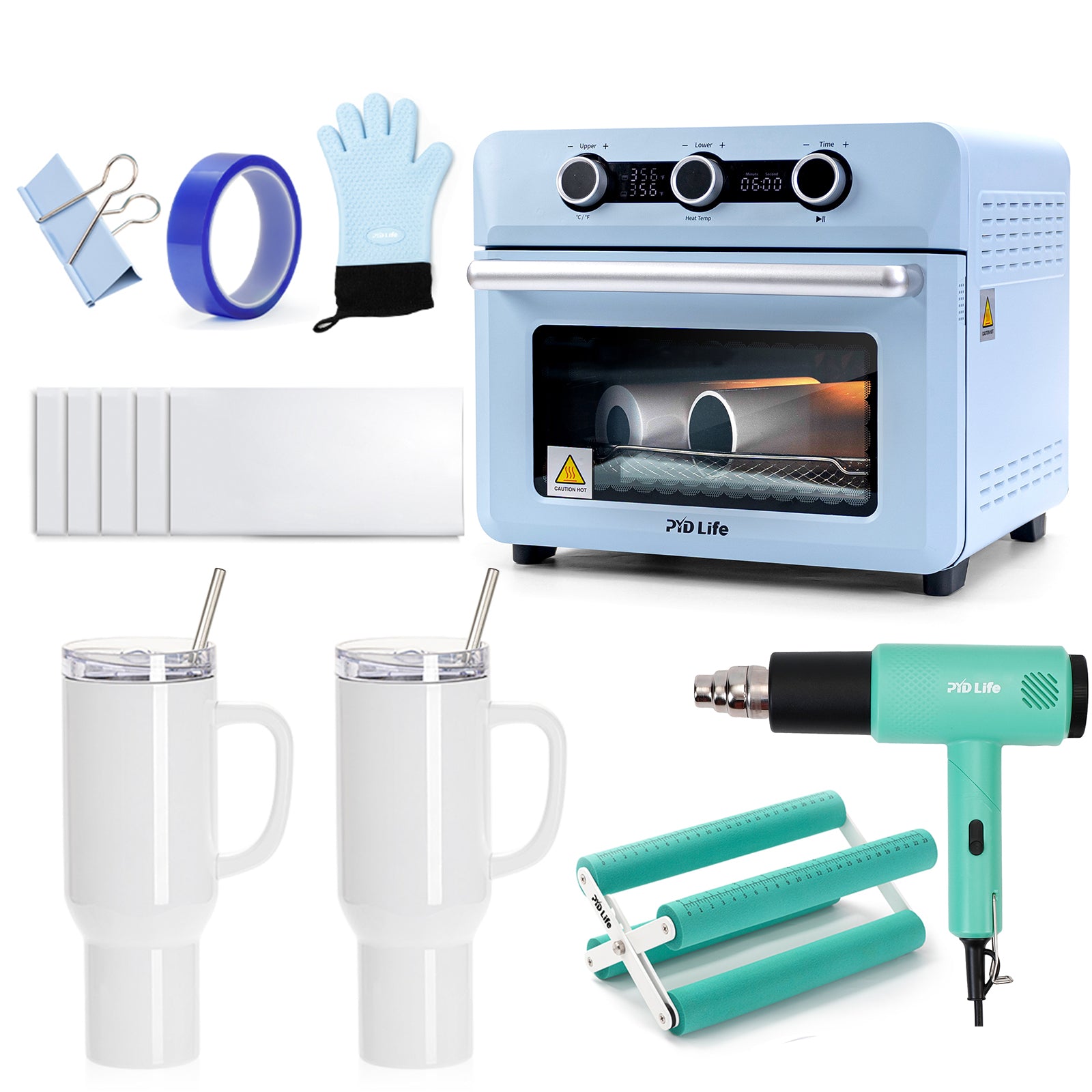 25L Sublimation Oven Starter Benginers Kit Bundle with 40oz Tumbler,Heat Blower Gun and Cup Tumbler Cradle