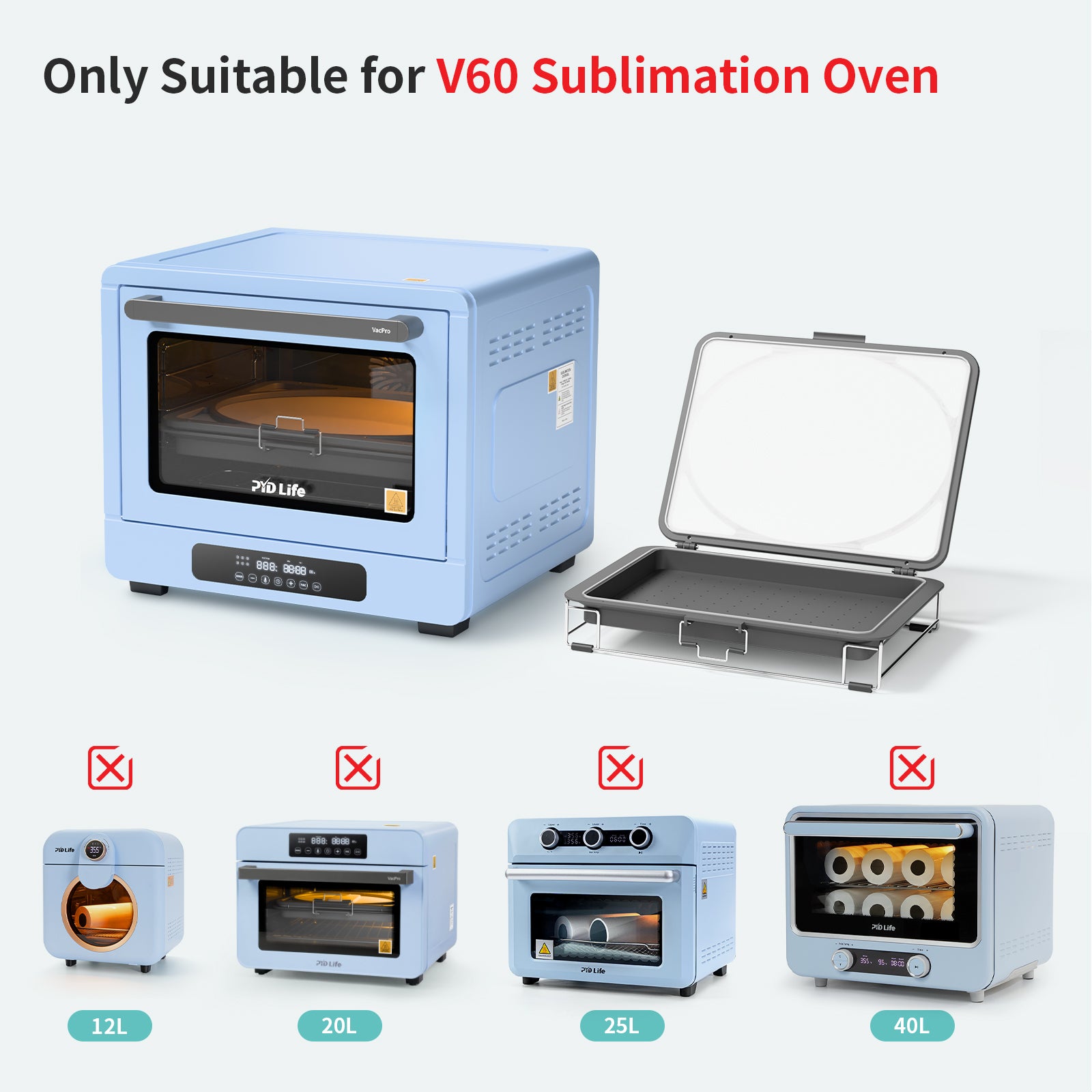 V60 Sublimation Oven Machine Kit 60L 120V with 11.7" x 16.5" Vacuum Tray(Pre-Order)