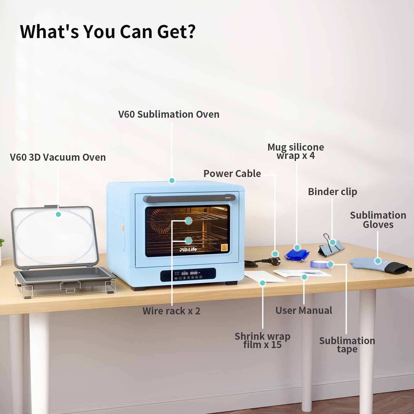V60 Sublimation Oven Machine Kit 60L 120V with 11.7" x 16.5" Vacuum Tray(Pre-Order)
