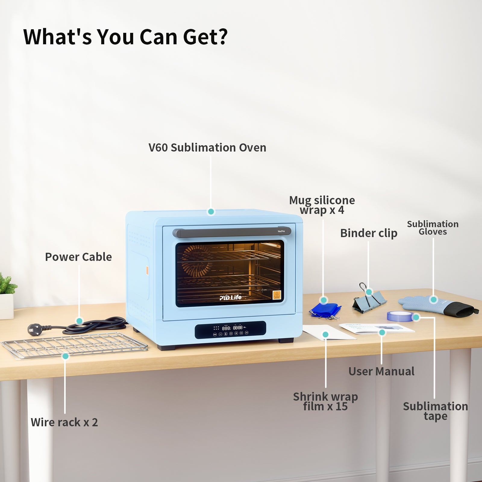 V60 Sublimation Oven Machine Kit 60L 120V with 11.7" x 16.5" Vacuum Tray(Pre-Order)