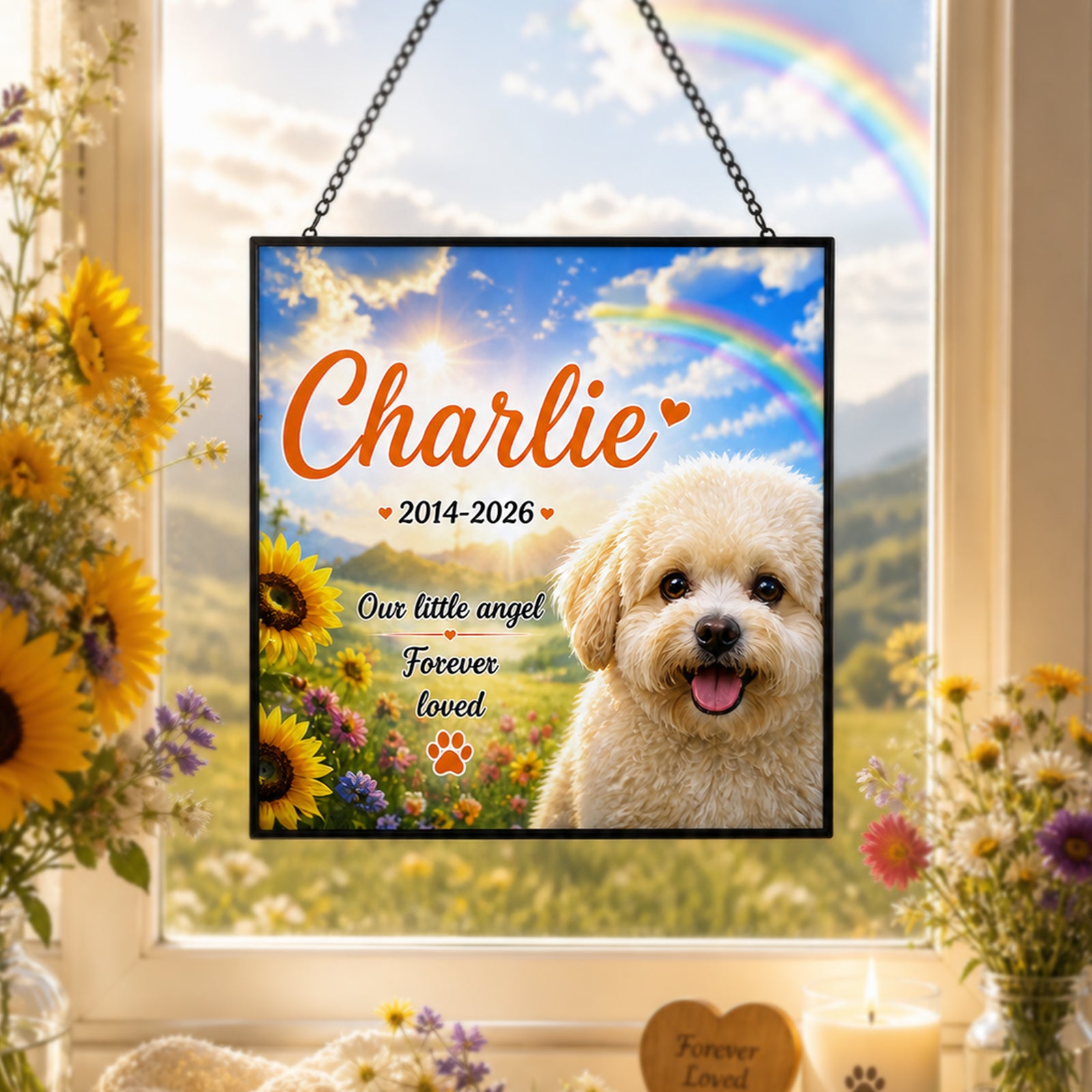 Sublimation Glass Window Hanging Ornaments 4 Pack Round or Square Pre-Order