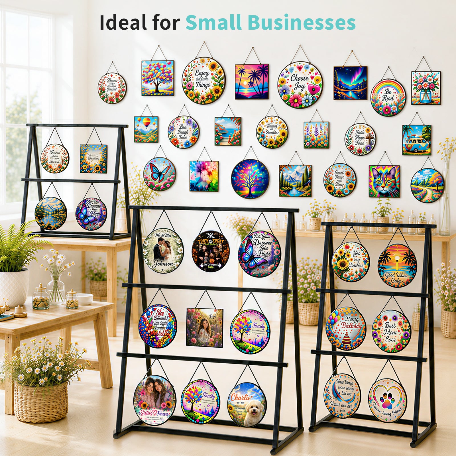 Sublimation Glass Window Hanging Ornaments 4 Pack Round or Square Pre-Order