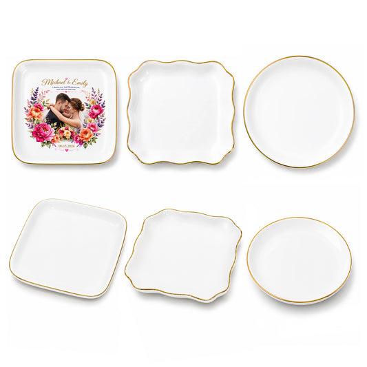 Sublimation Blanks Jewelry Tray Ceramic White with Gold Rim 4.5" Mixed 6 Pack Pre-Order