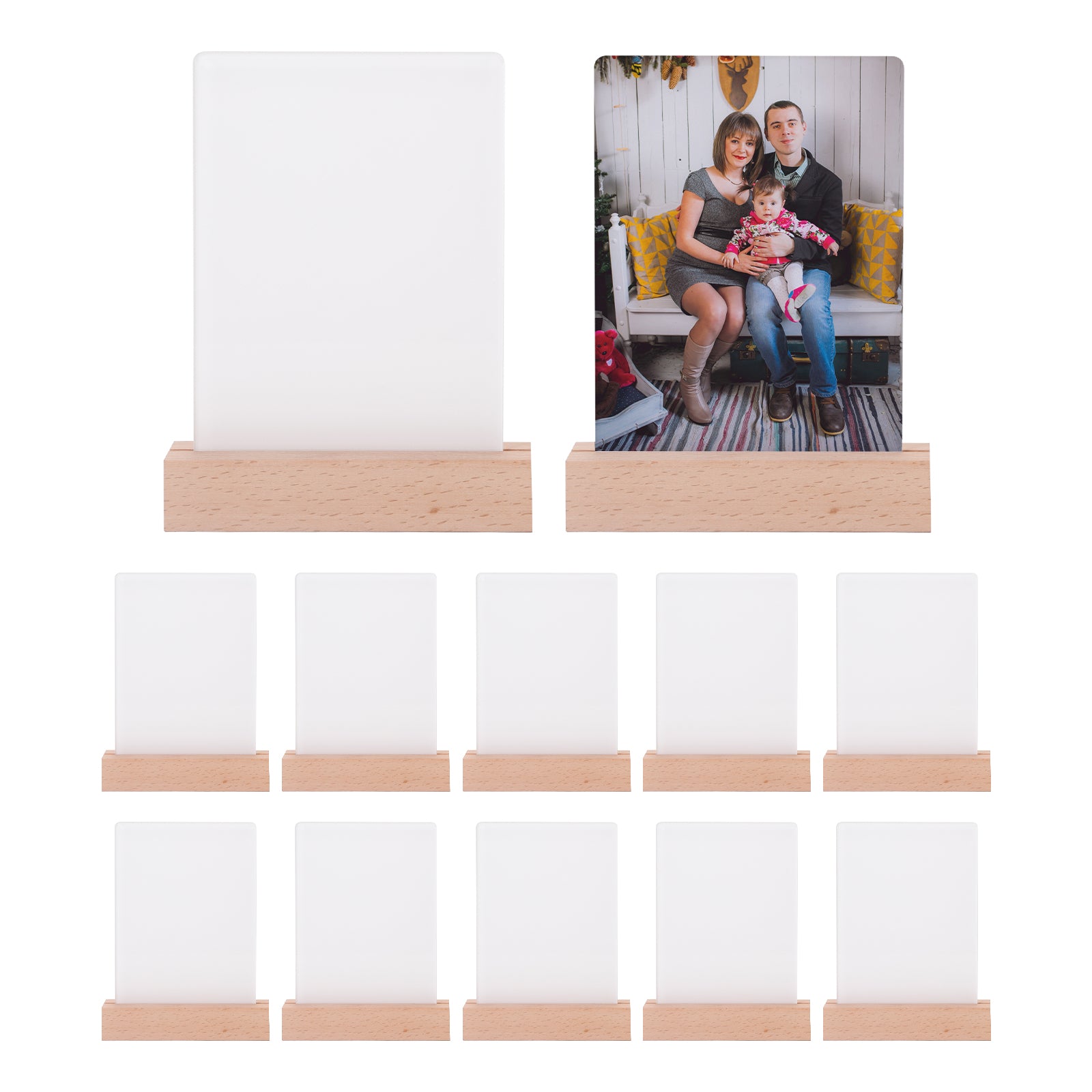 Wholesale 5" x 7" Sublimation LED Acrylic Photo Frames Night Lights Bulk Blanks with Warm Color Light, with Wood Stand Mother's Day Gift